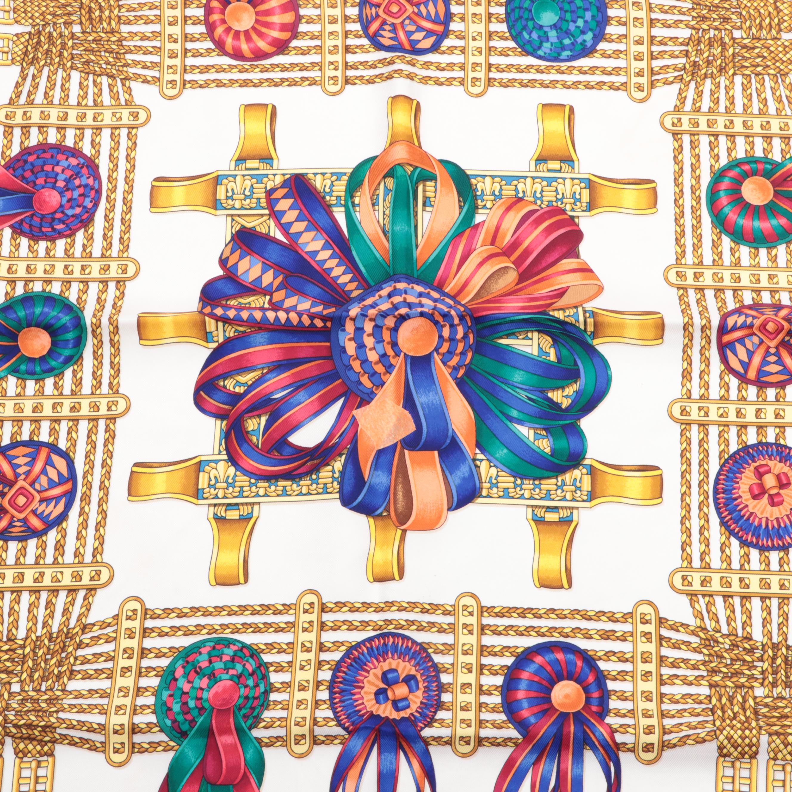 Hermès ''Les Rubans du Cheval'' Scarf 90 in Silk Twill