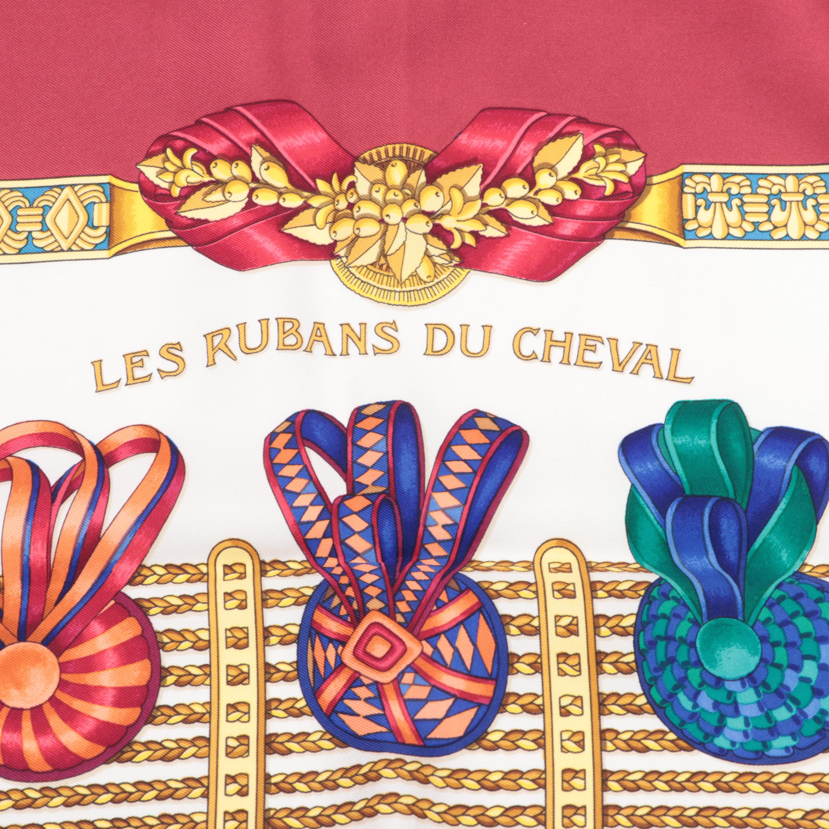 Hermès ''Les Rubans du Cheval'' Scarf 90 in Silk Twill