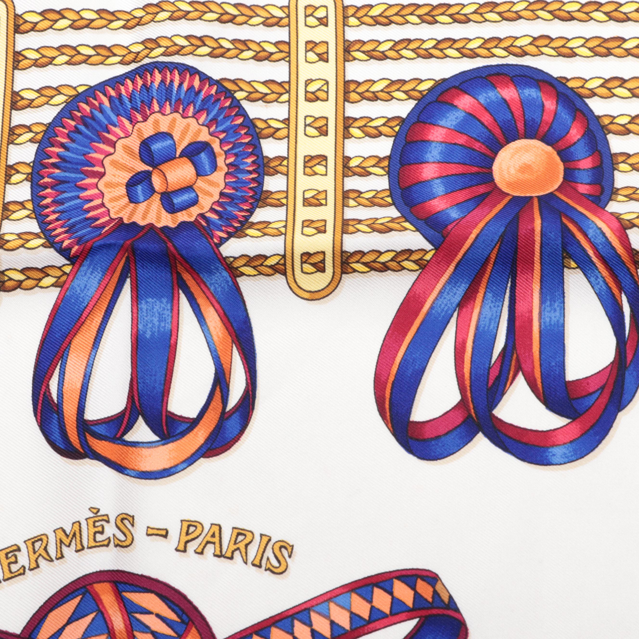 Hermès ''Les Rubans du Cheval'' Scarf 90 in Silk Twill