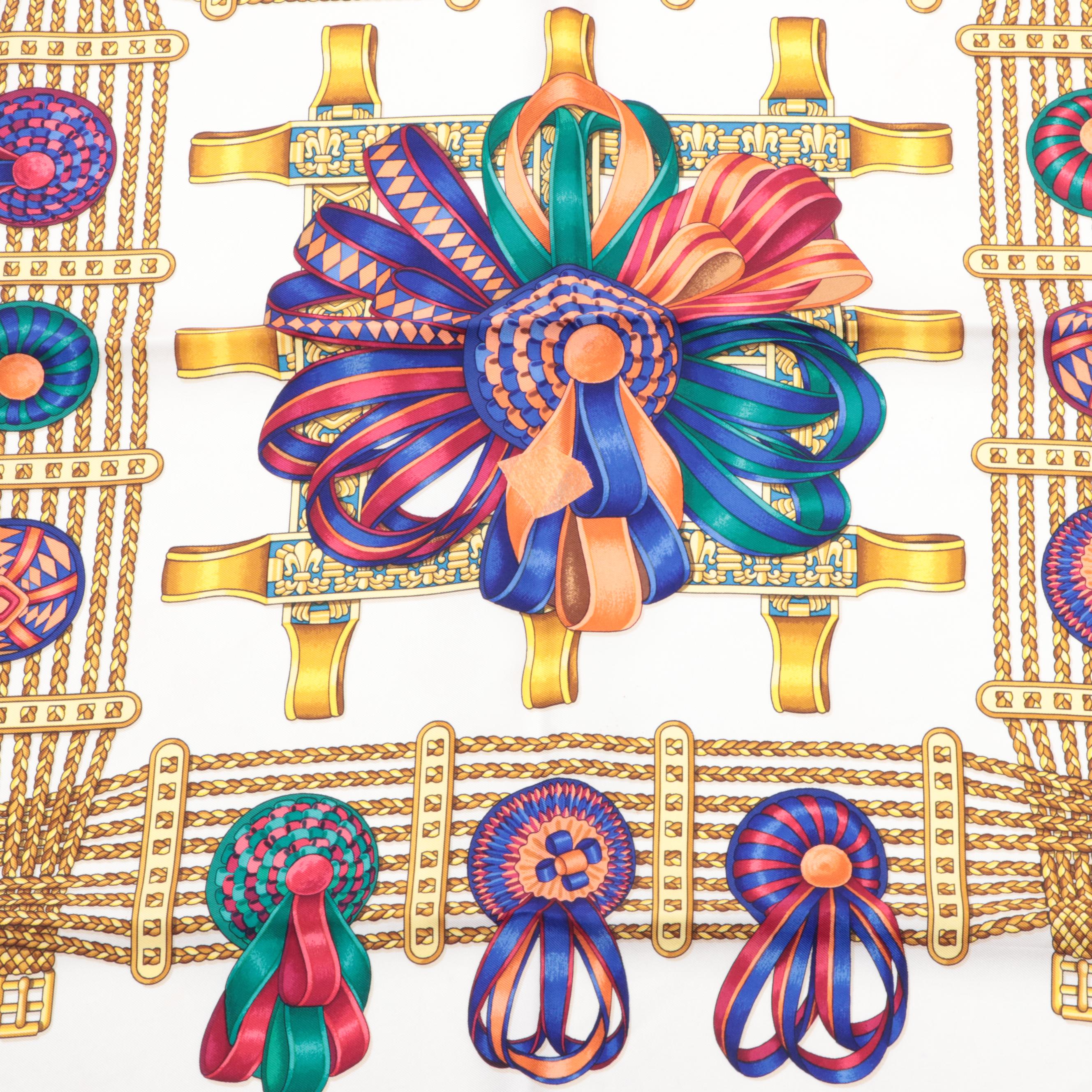 Hermès ''Les Rubans du Cheval'' Scarf 90 in Silk Twill