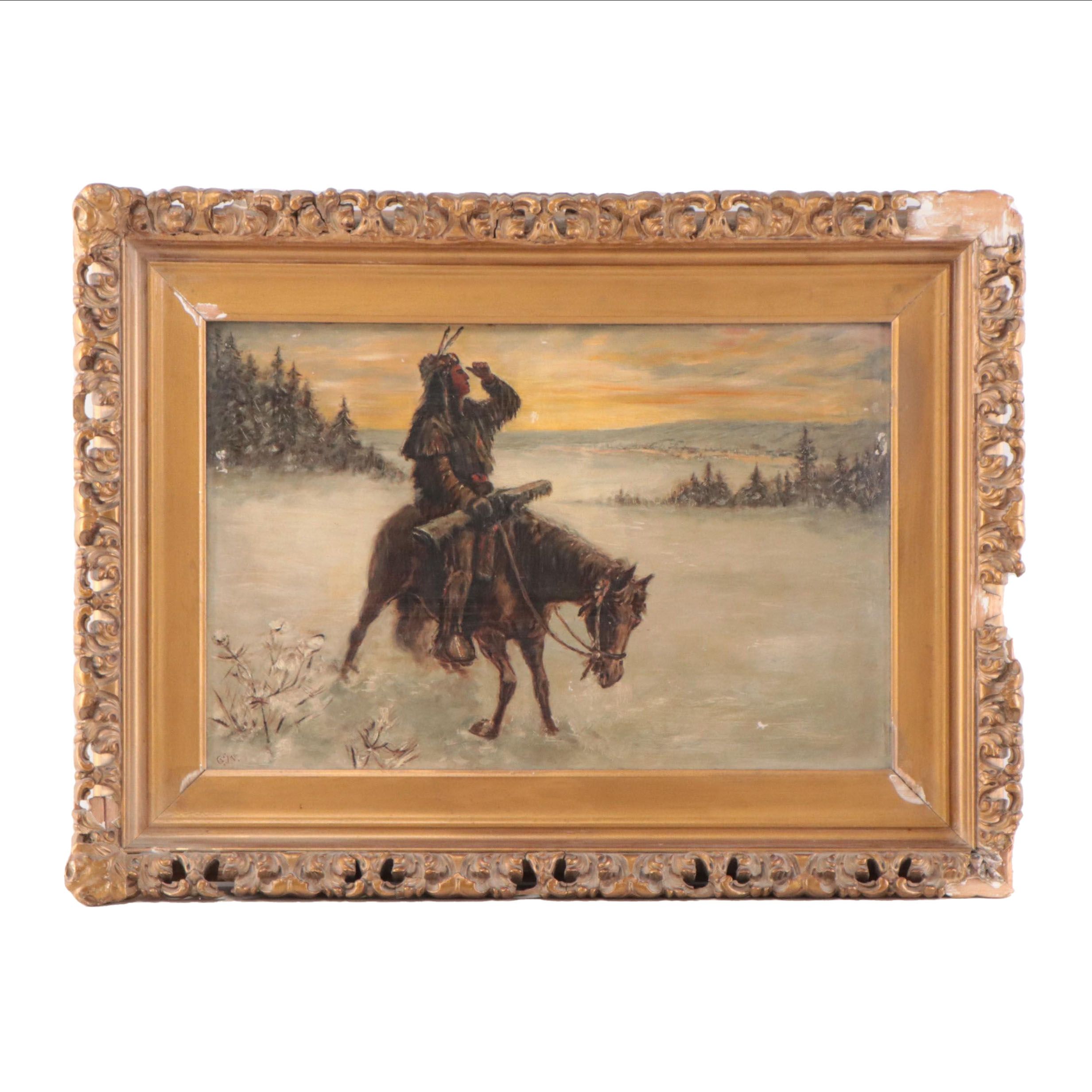 Oil Painting After Frank Paul Sauerwein "Winter Colorado," Late 19th Century