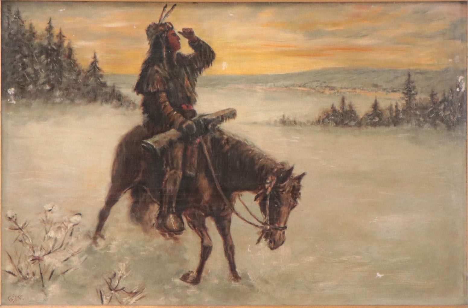 Oil Painting After Frank Paul Sauerwein "Winter Colorado," Late 19th Century