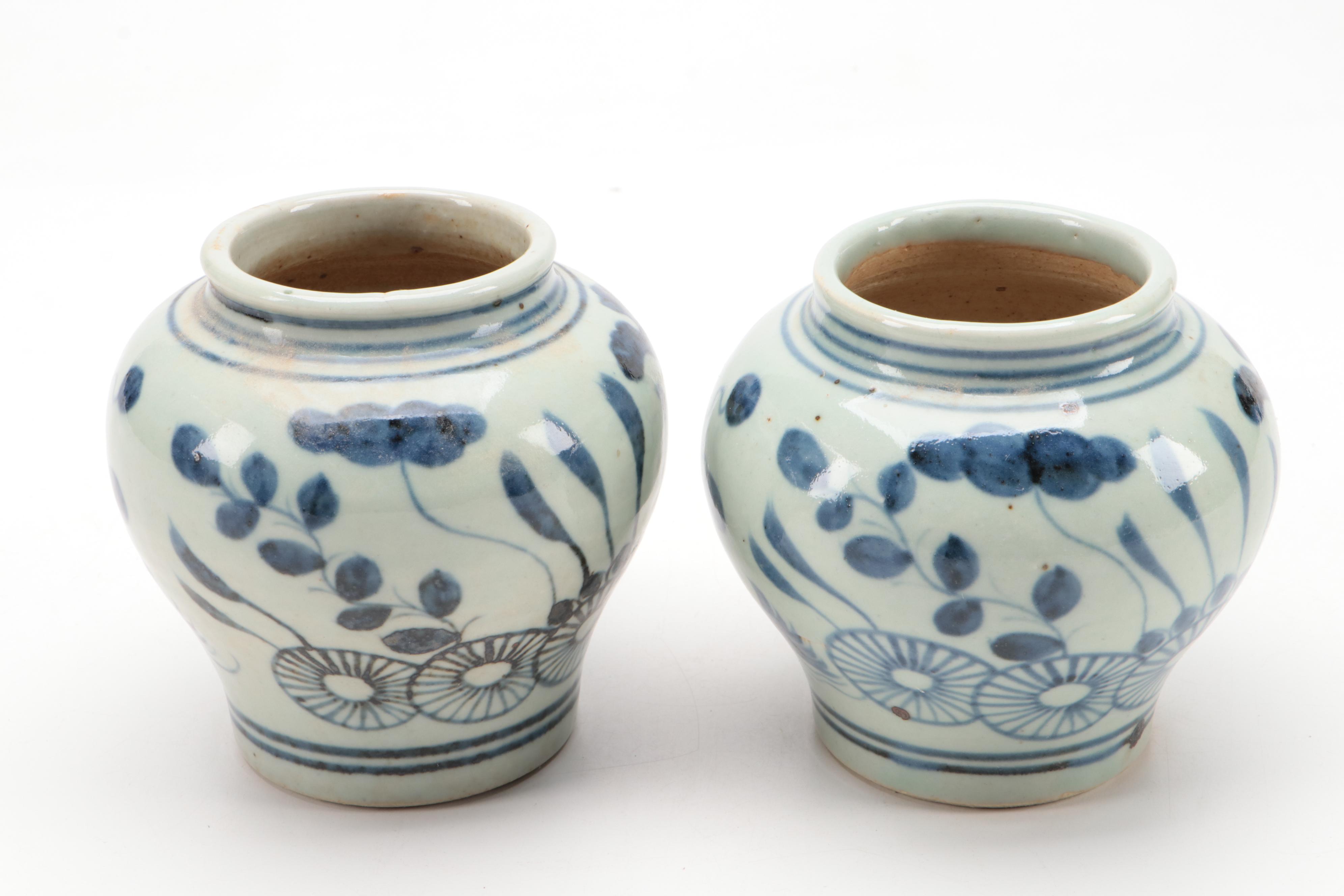 Chinese Blue and White Phoenix and Floral Vases