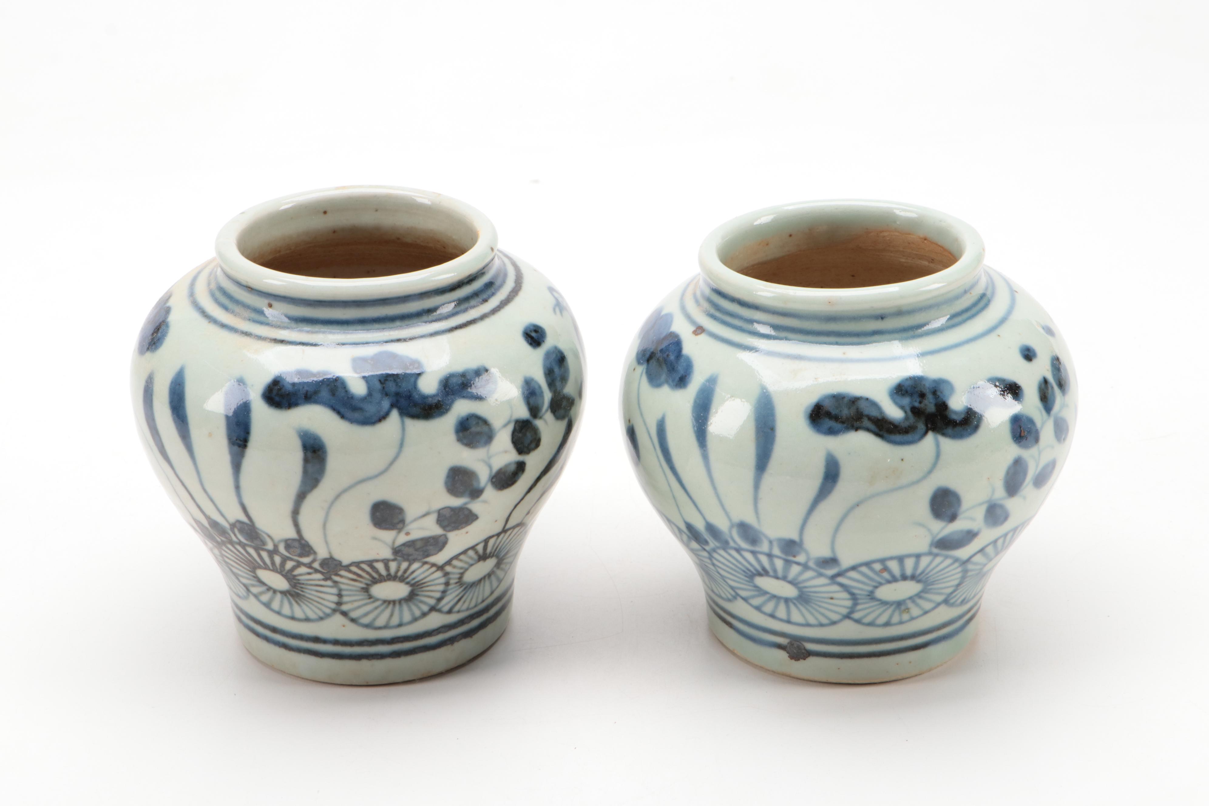 Chinese Blue and White Phoenix and Floral Vases