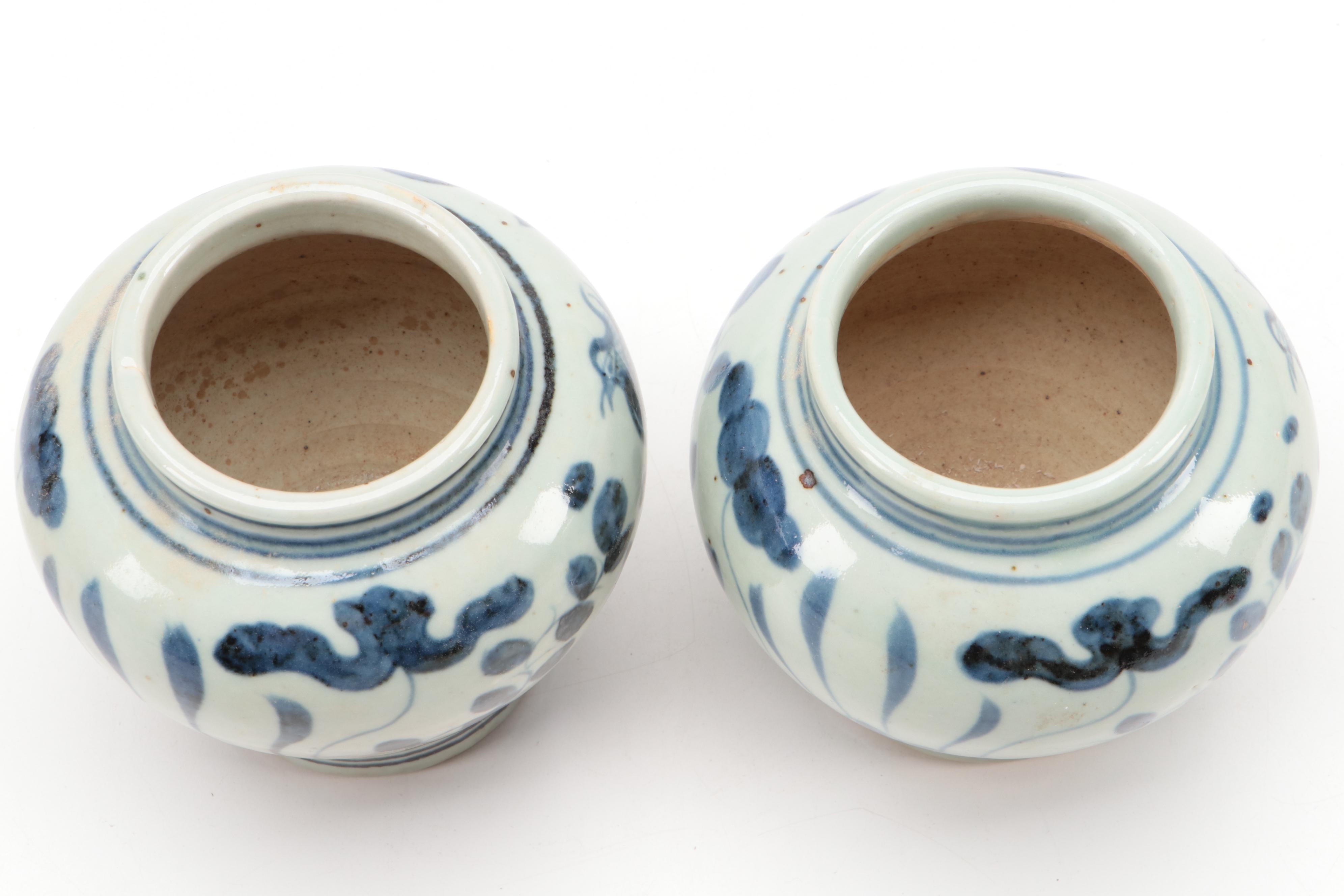 Chinese Blue and White Phoenix and Floral Vases