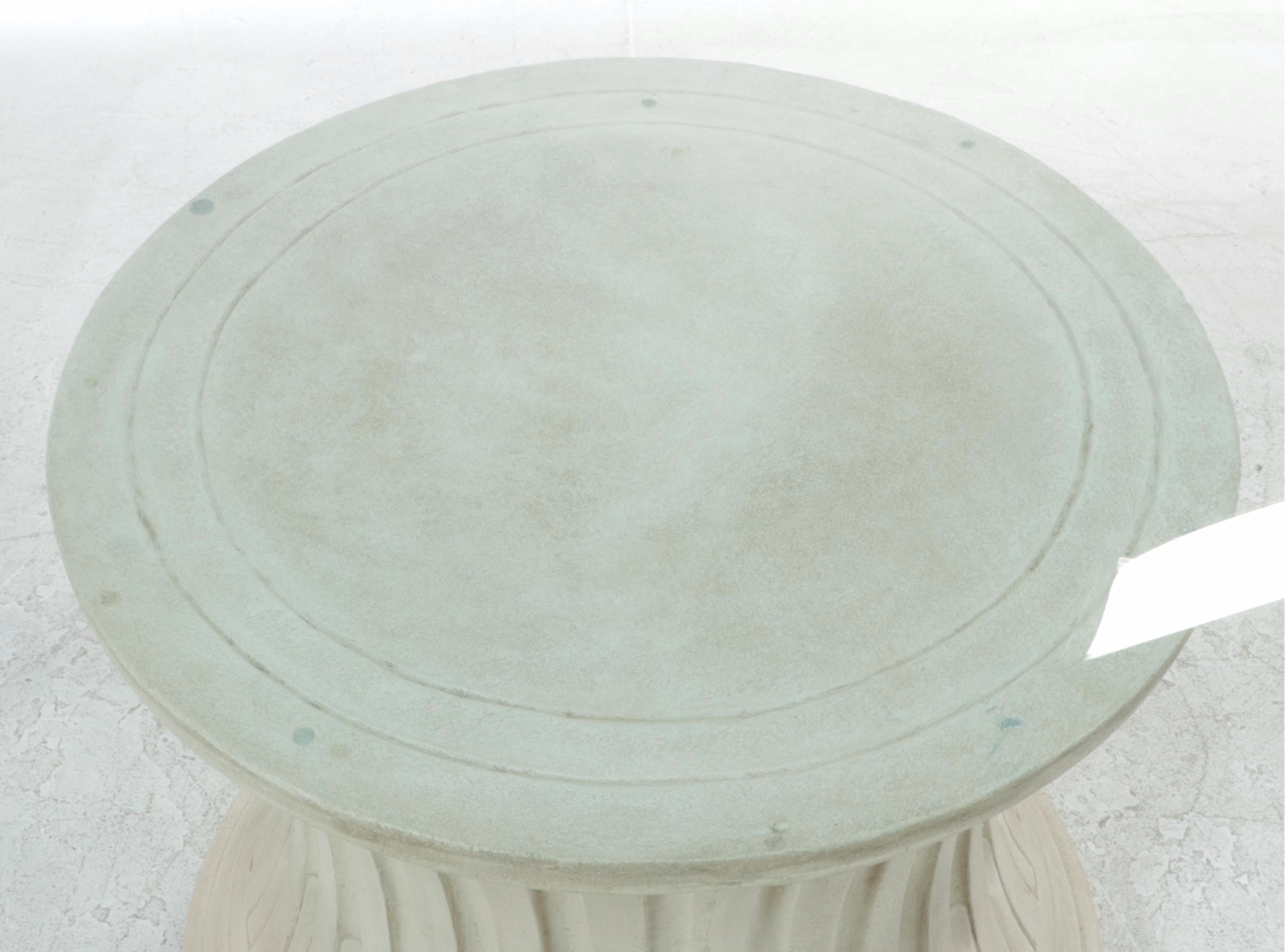 Composite Pedestal Glass Top Table