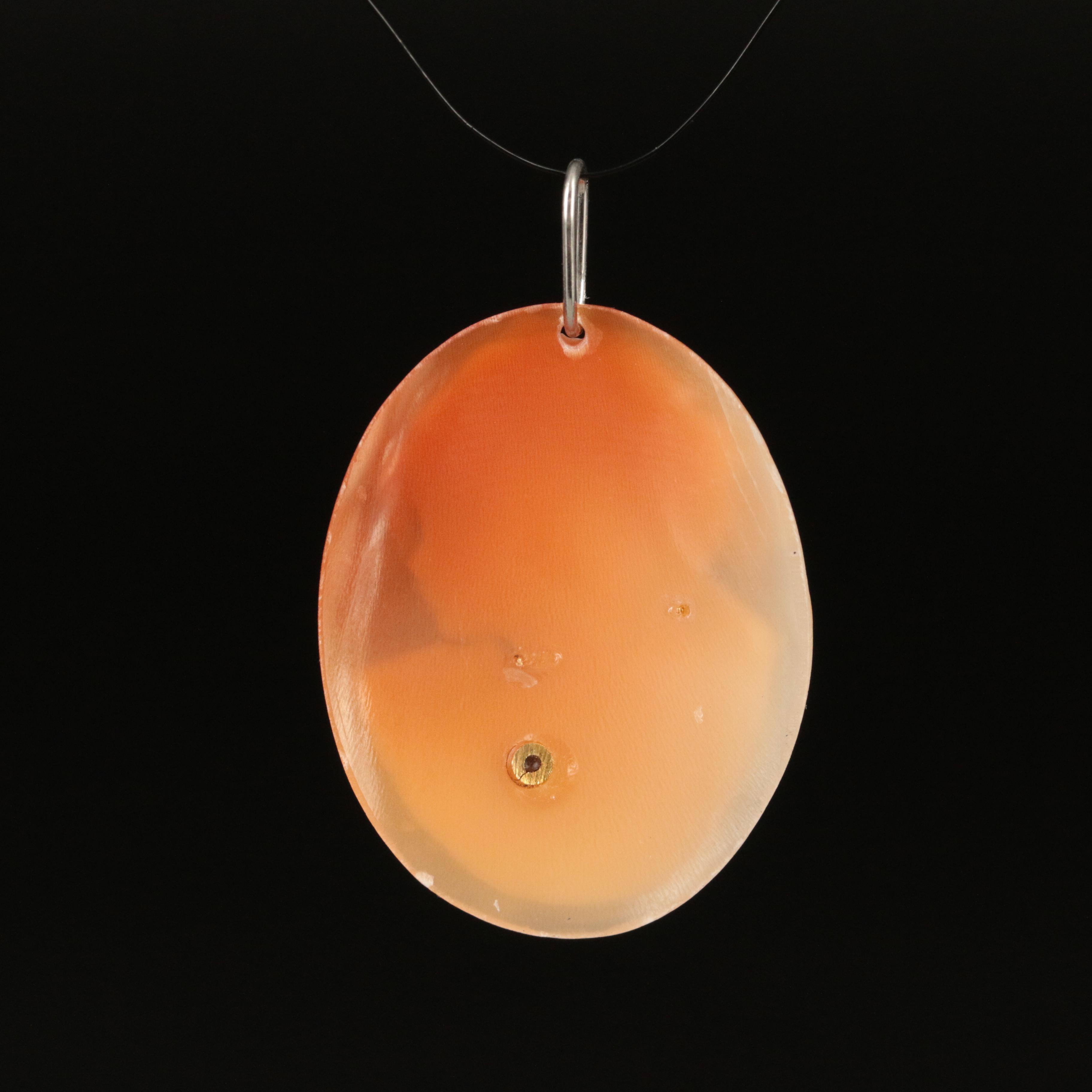 14K Shell and Diamond Habillé Pendant with Platinum Bail