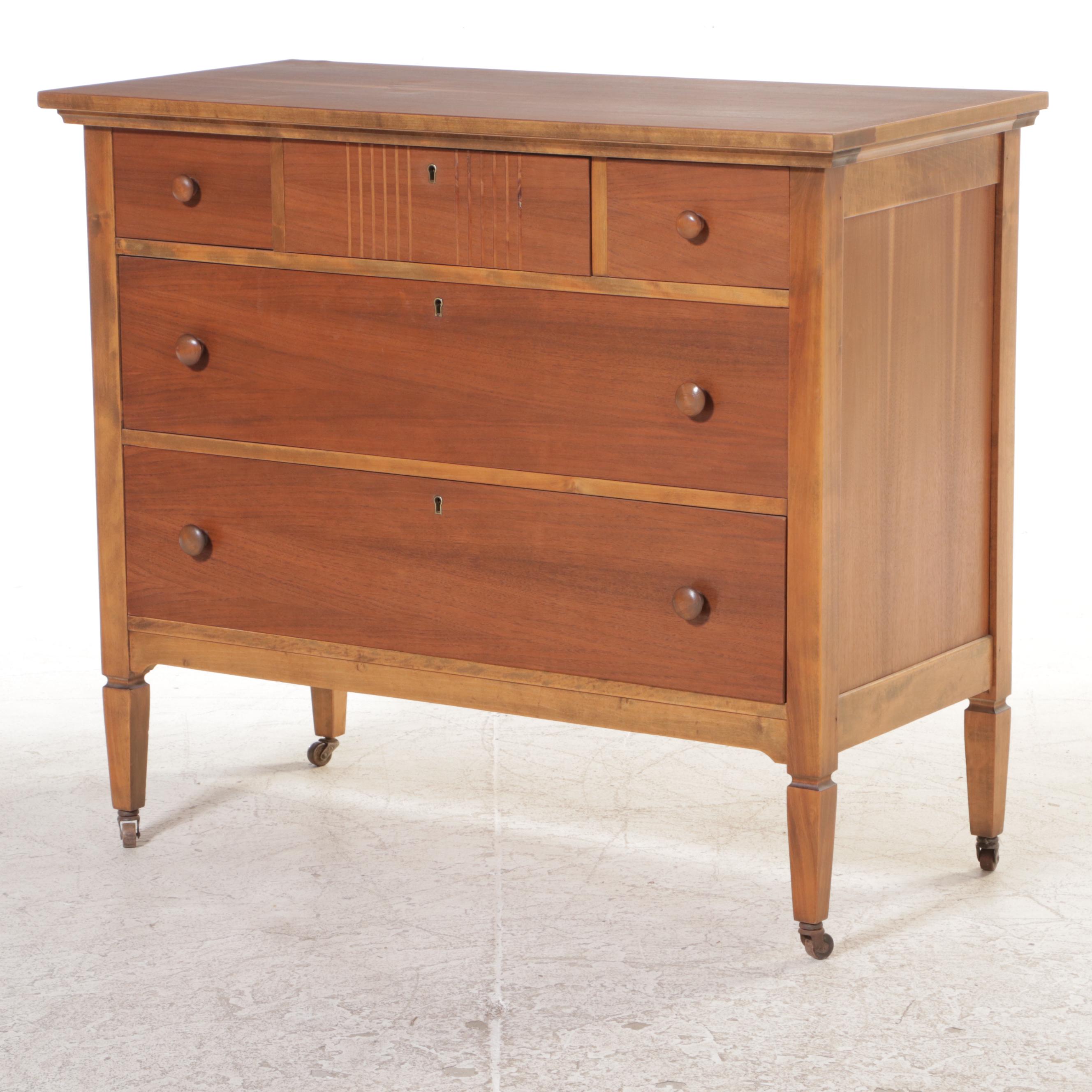 Northern Furniture Company Federal Style Walnut Five-Drawer Dresser