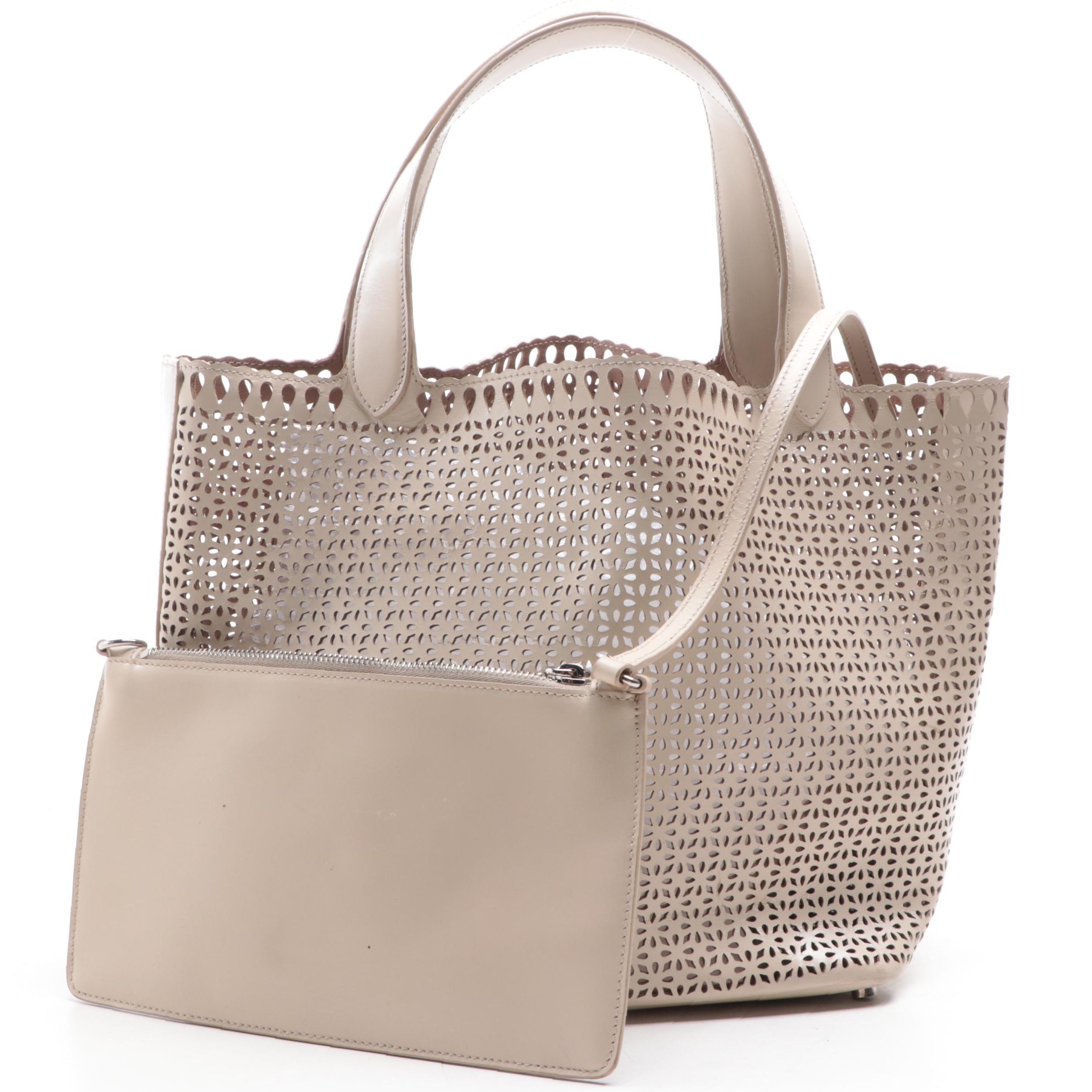 Alaïa Laser Cut Leather Tote with Zip Pouch