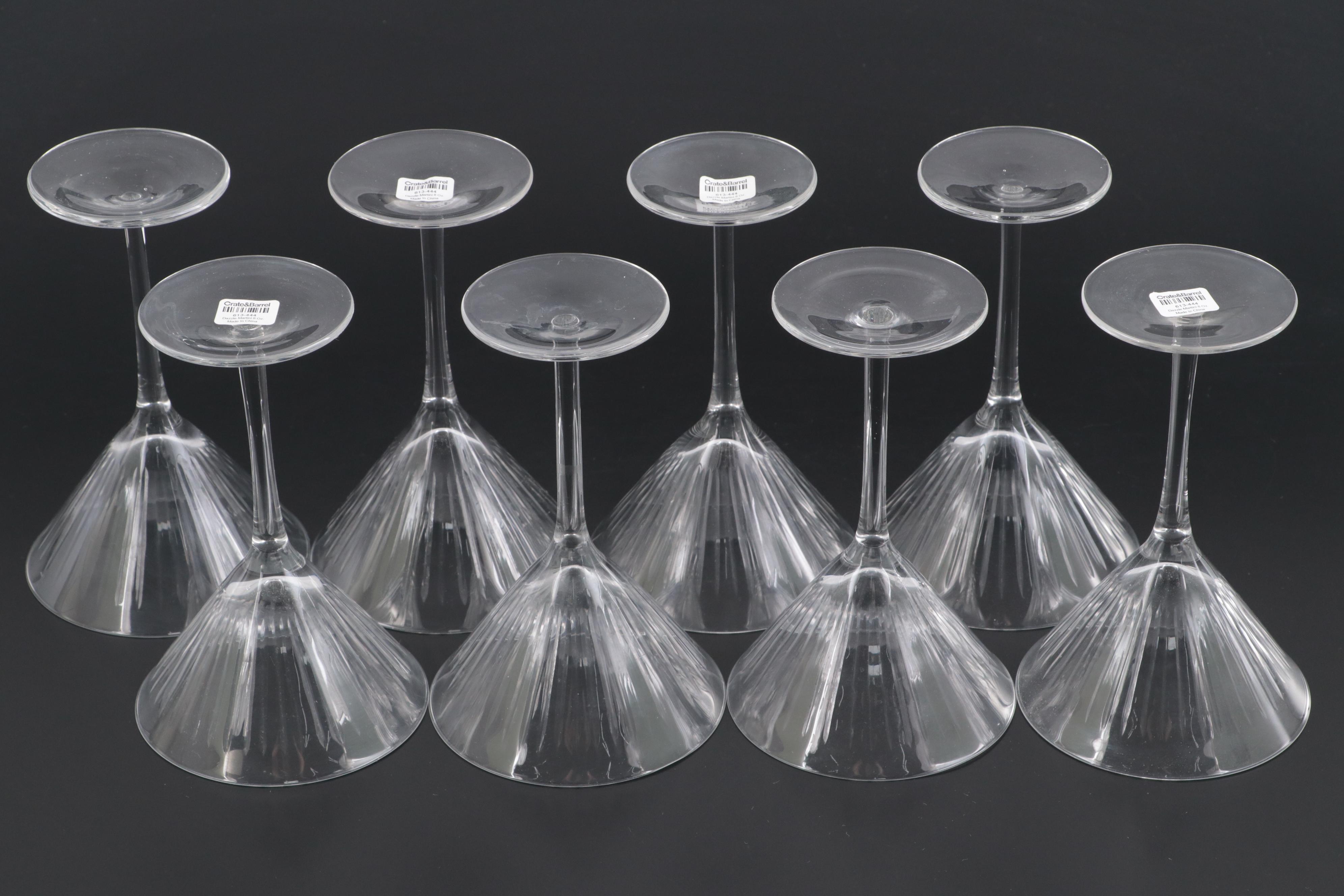 Crate & Barrel "Dazzle" Martini Glasses with Atlantis Wine Glasses