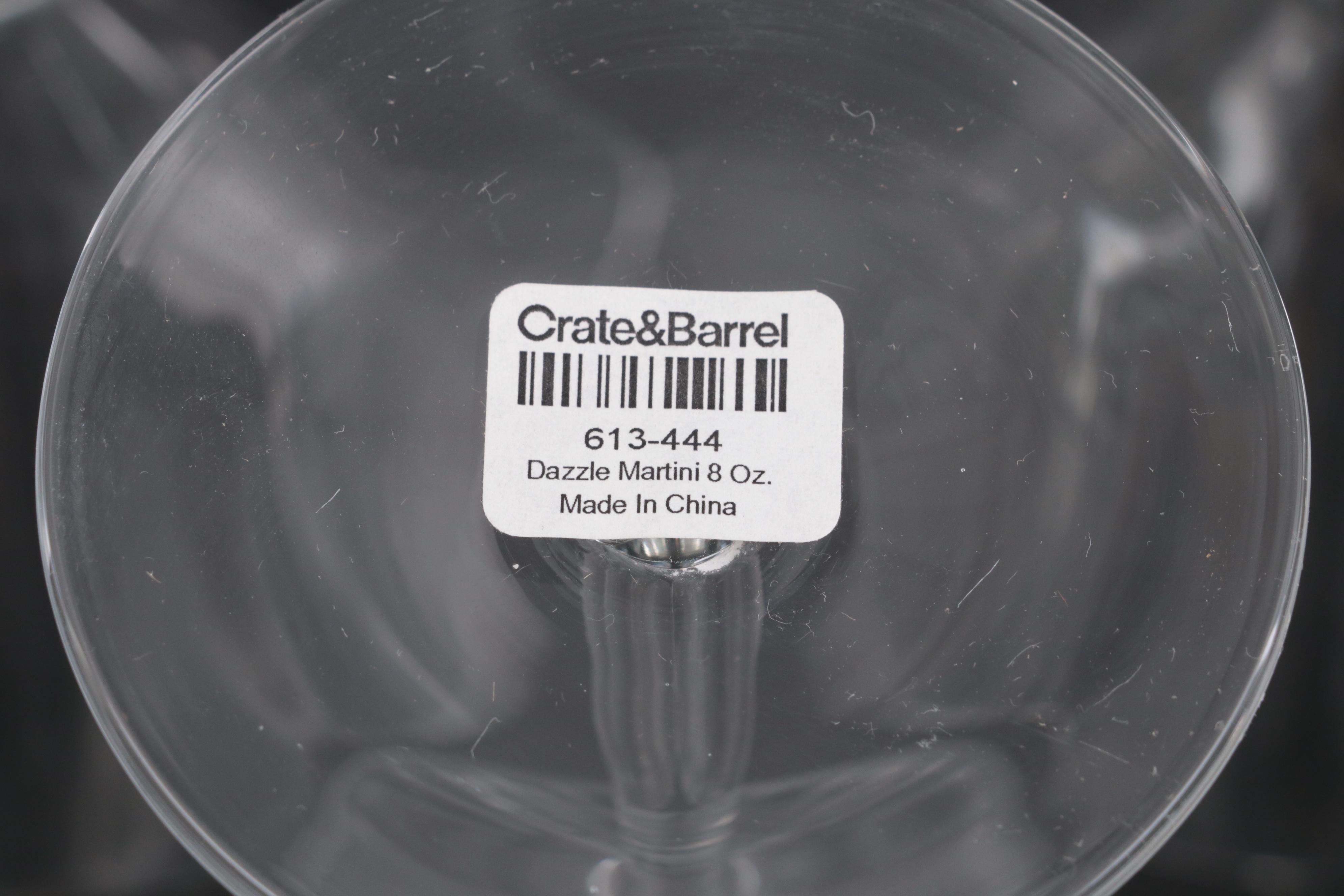 Crate & Barrel "Dazzle" Martini Glasses with Atlantis Wine Glasses