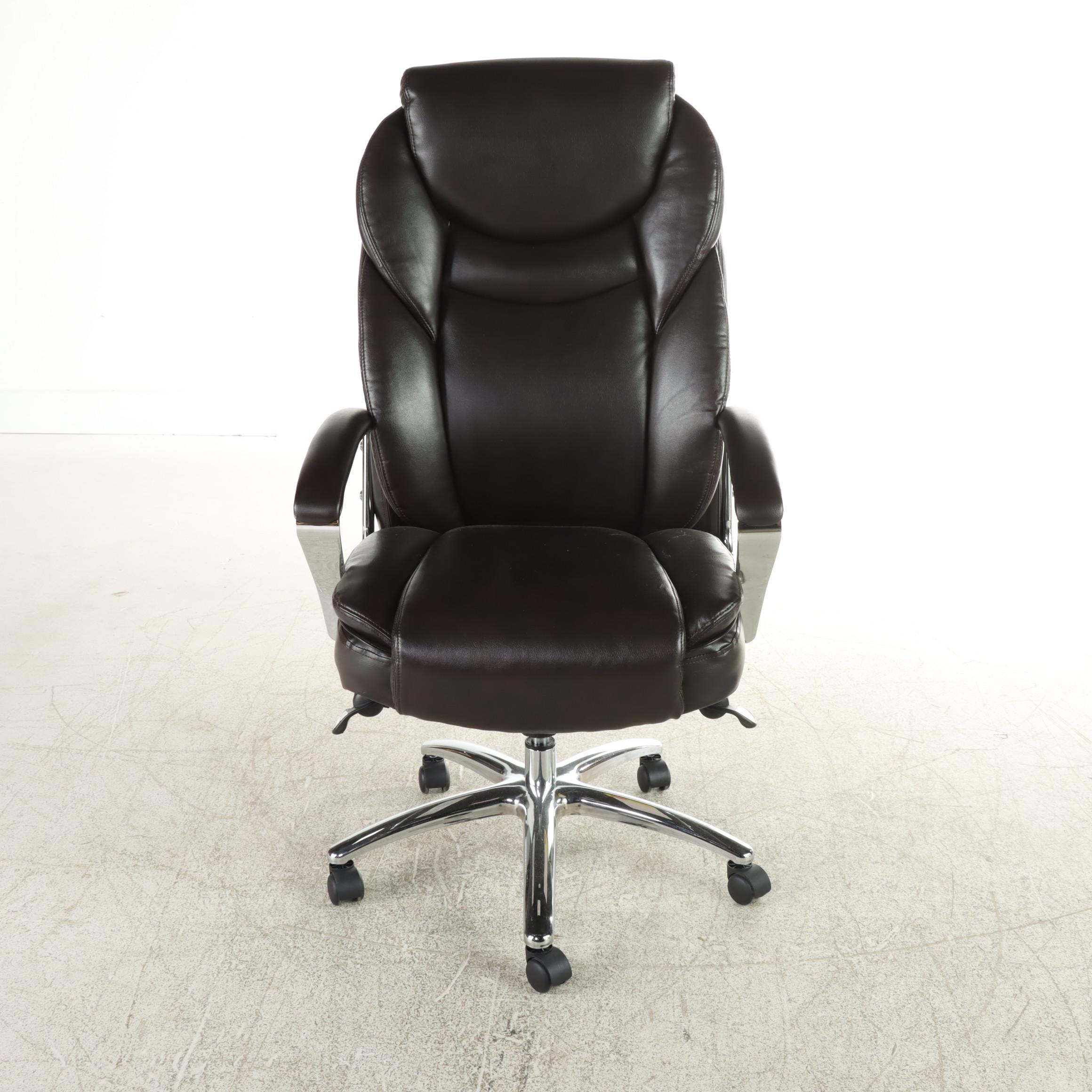 Serta Vinyl Upholstered and Chromed Metal Executive Armchair