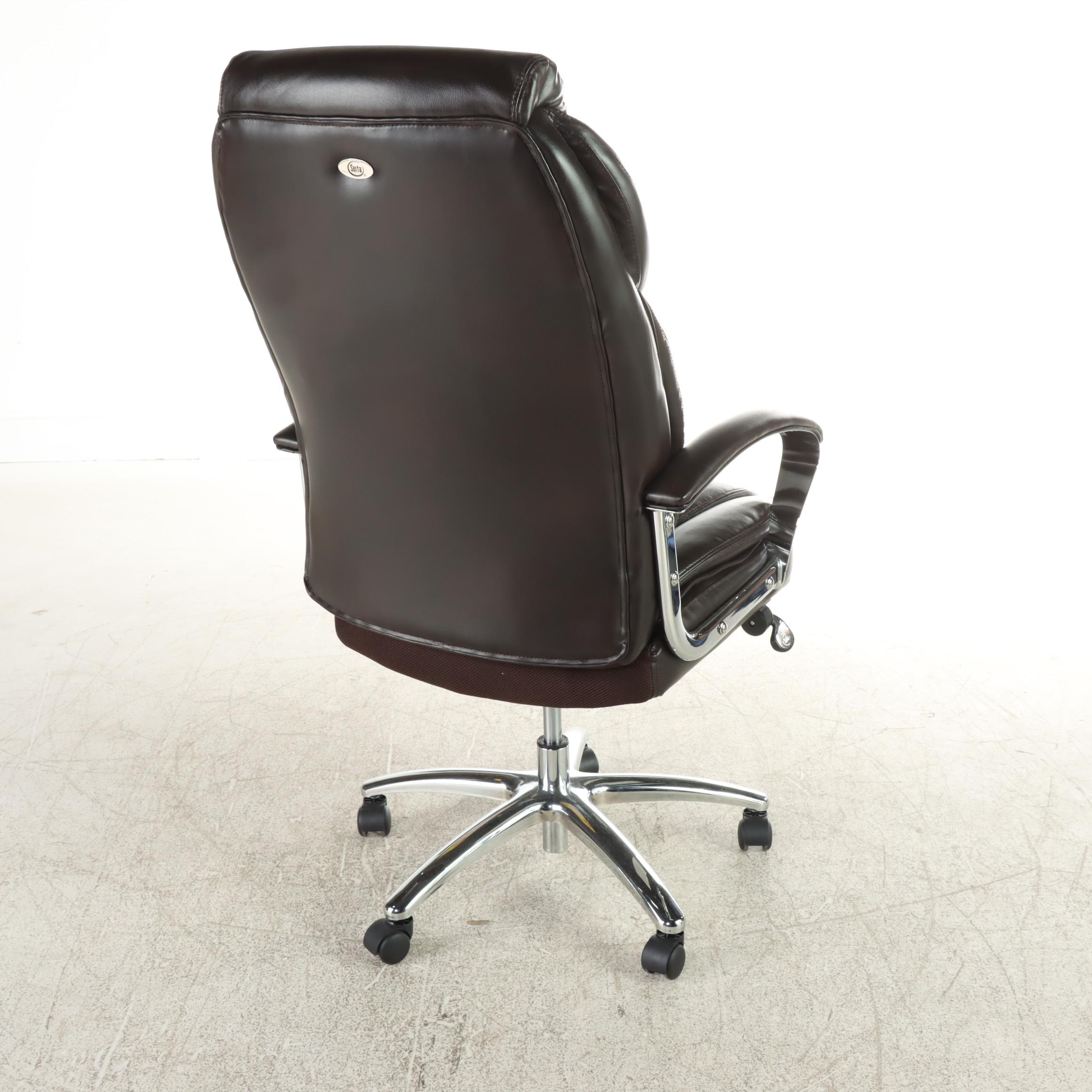 Serta Vinyl Upholstered and Chromed Metal Executive Armchair