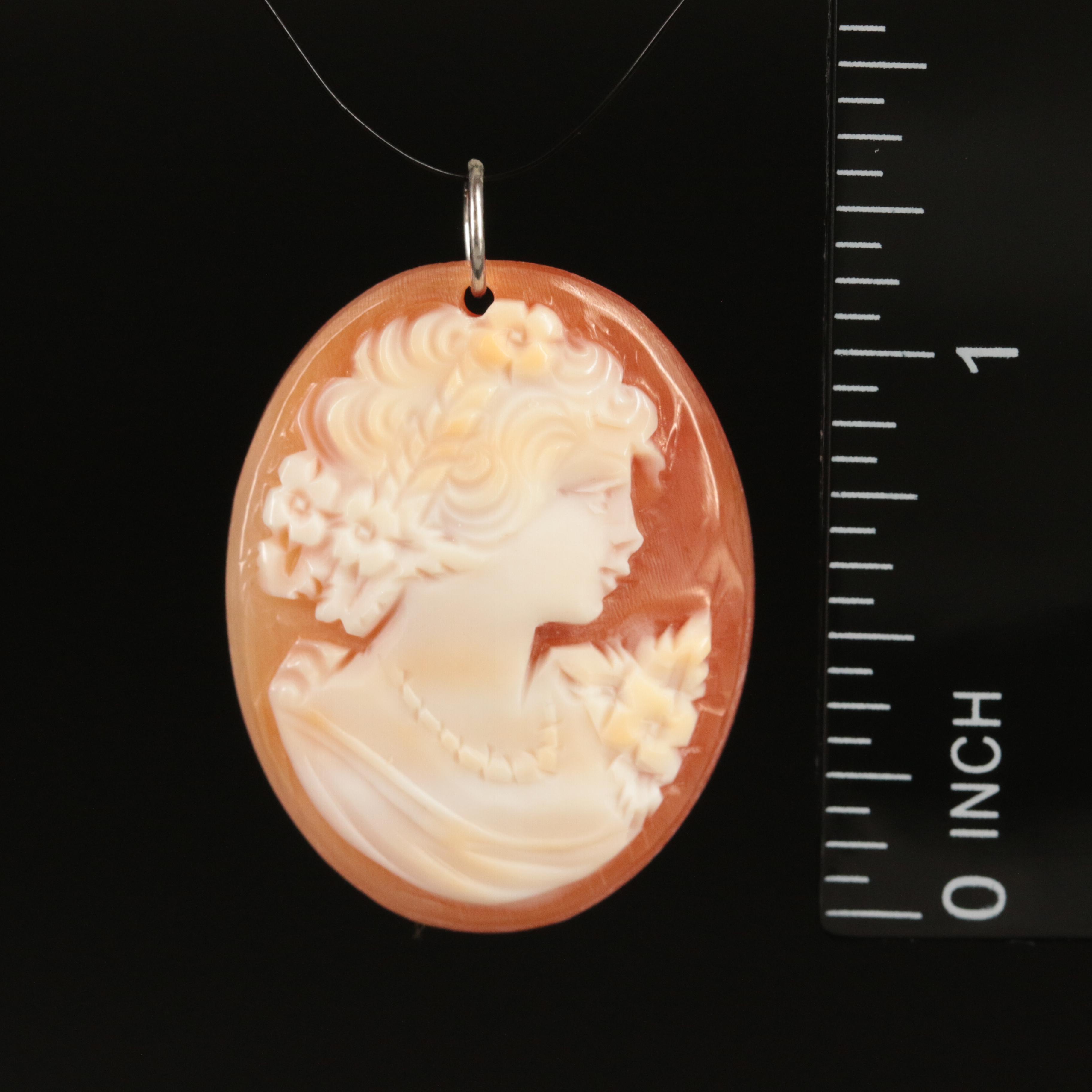 Shell Cameo Pendant with Platinum Bail