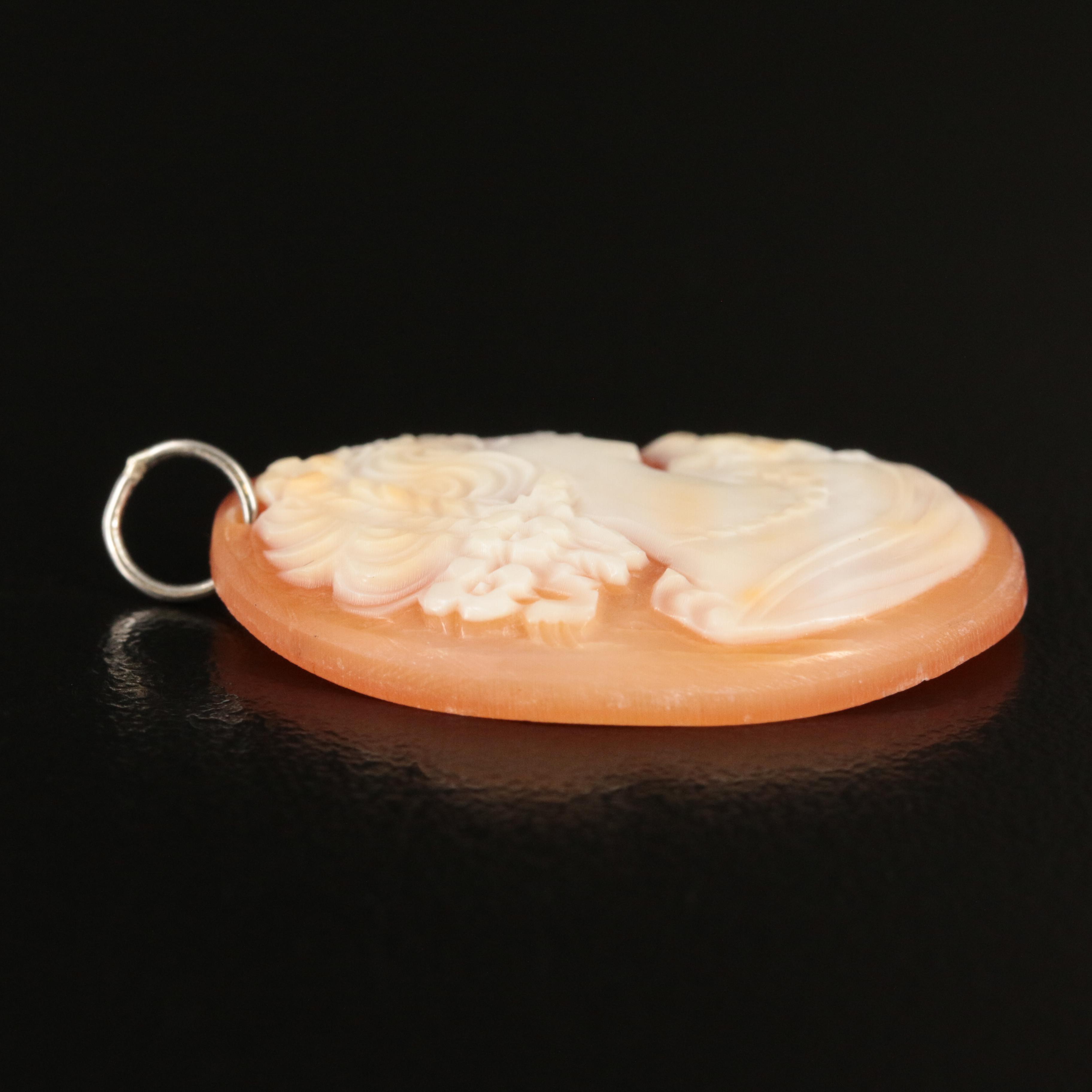 Shell Cameo Pendant with Platinum Bail