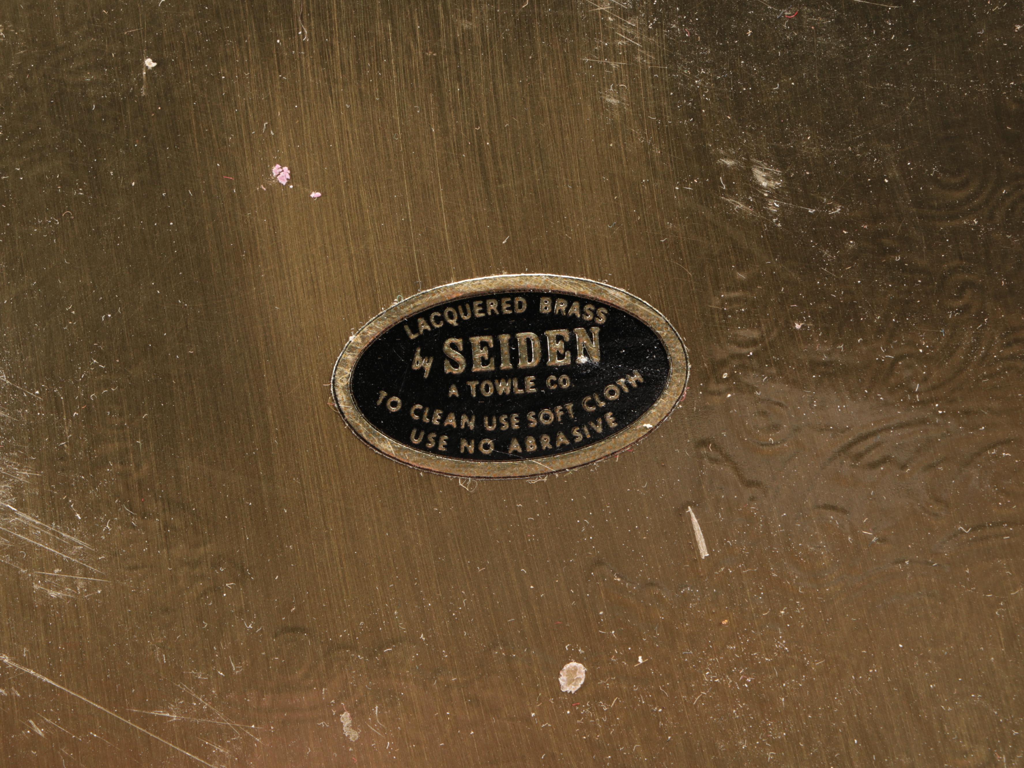 Seiden Lacquered Brass Tray with Brass Candlestick Collection