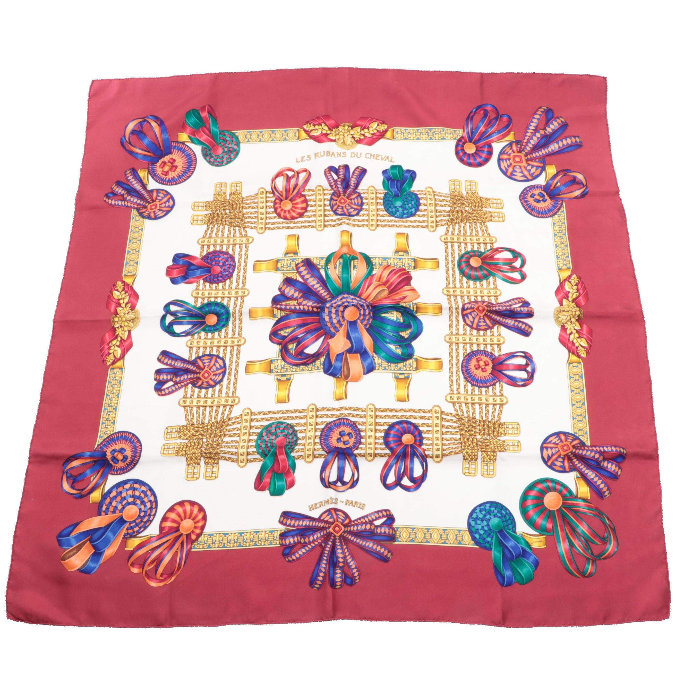 Hermès ''Les Rubans du Cheval'' Scarf 90 in Silk Twill