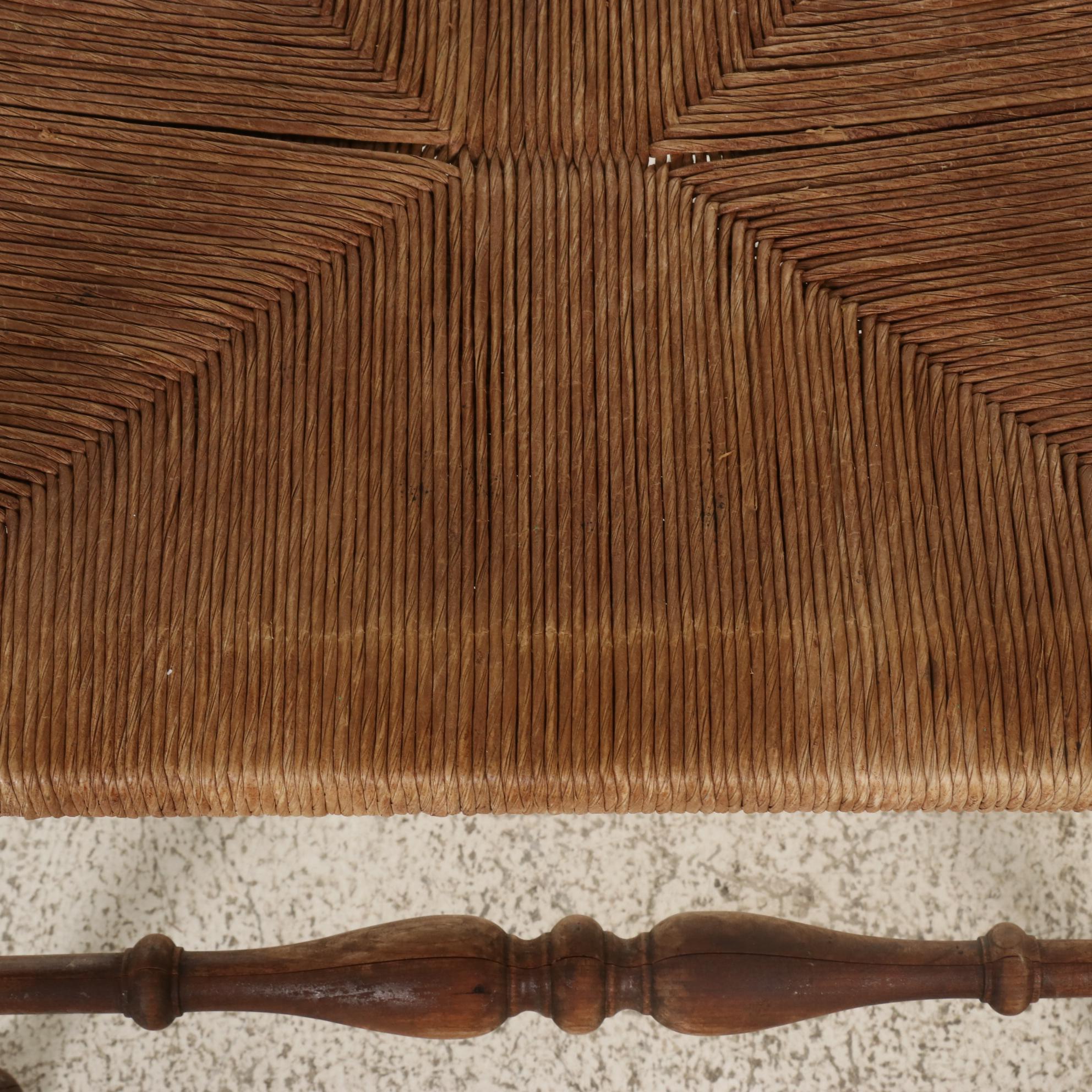 Lancashire Hardwood and Rush Seat Armchair, 19th Century