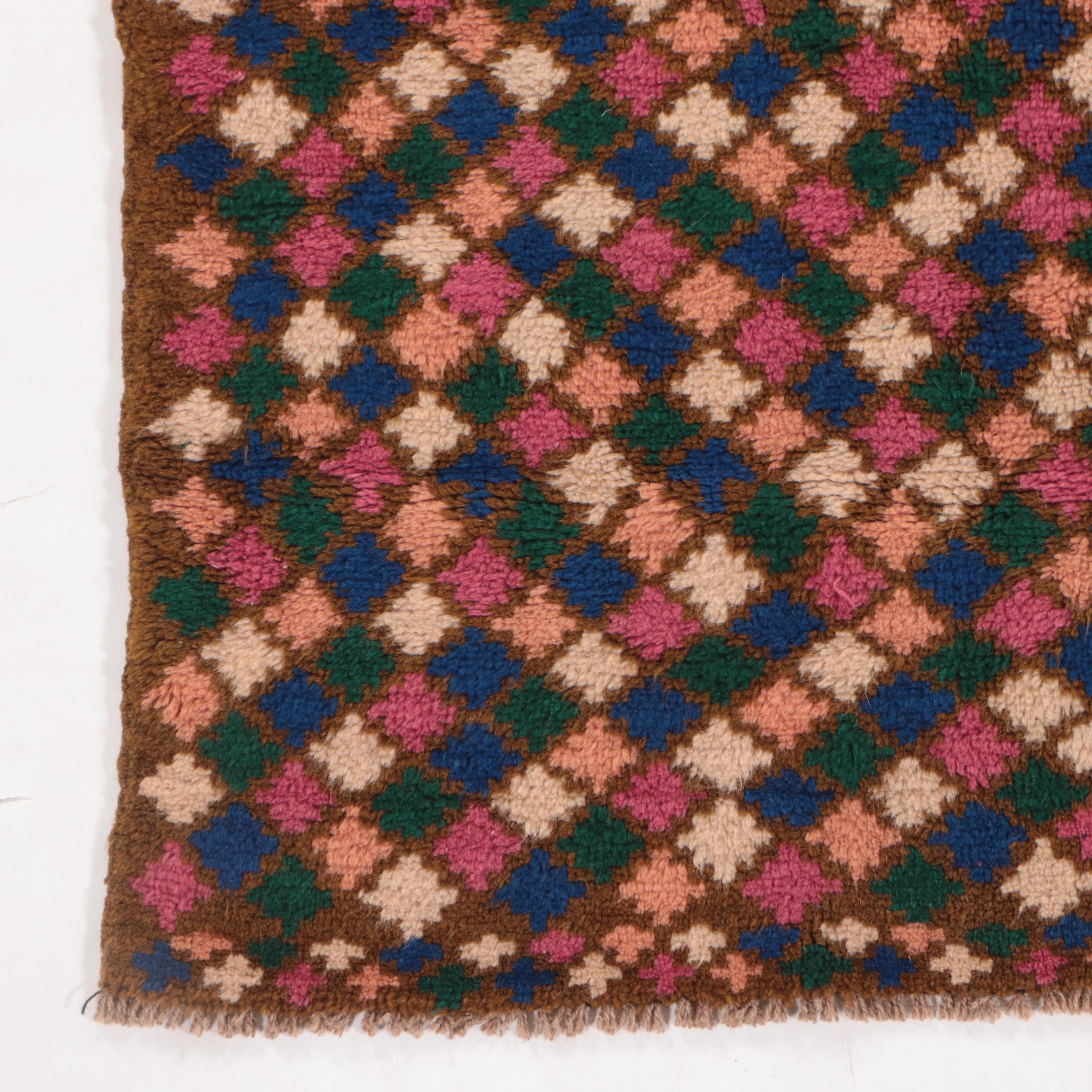 3'6 x 3'10 Hand-Knotted Afghan Baluch Accent Rug