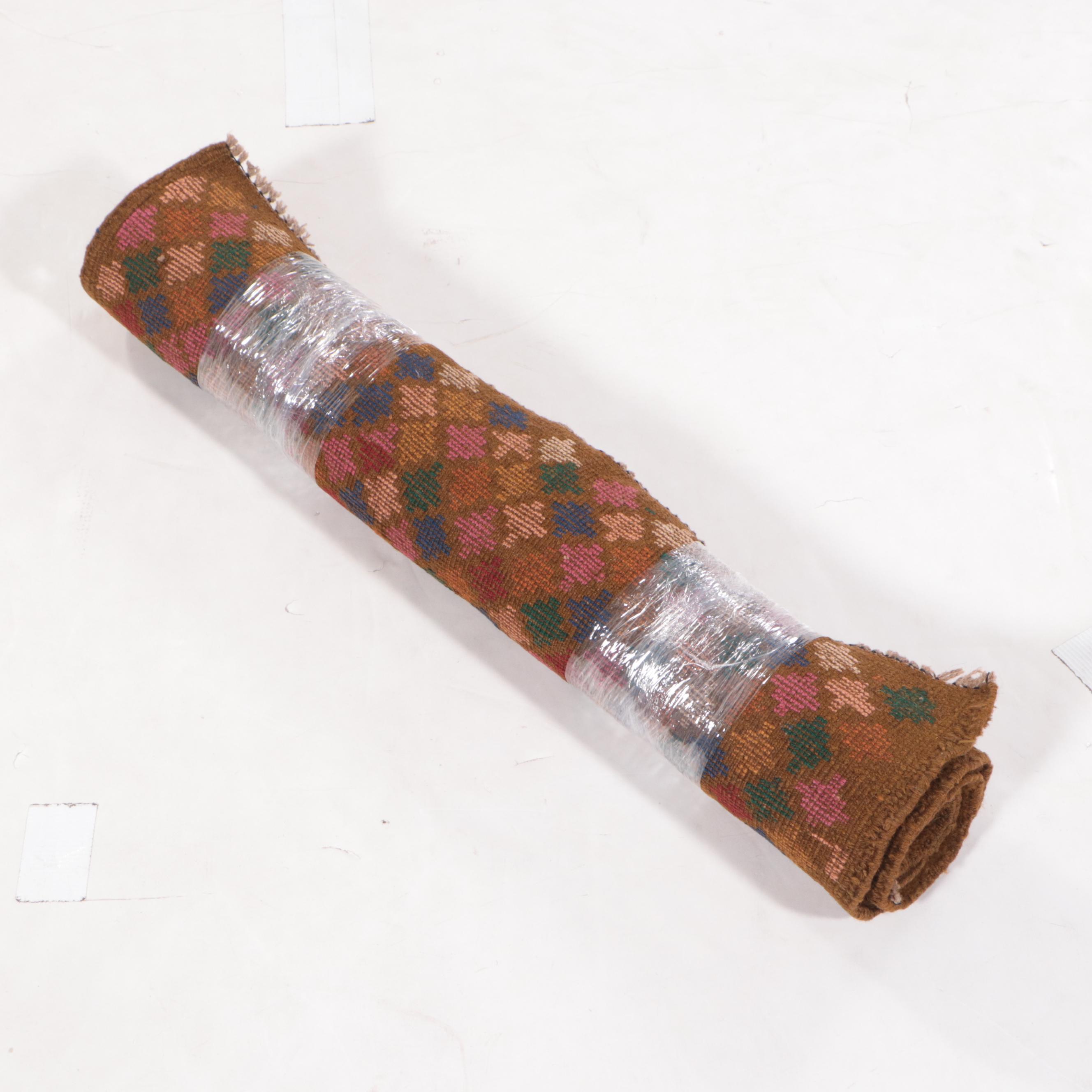 3'6 x 3'10 Hand-Knotted Afghan Baluch Accent Rug