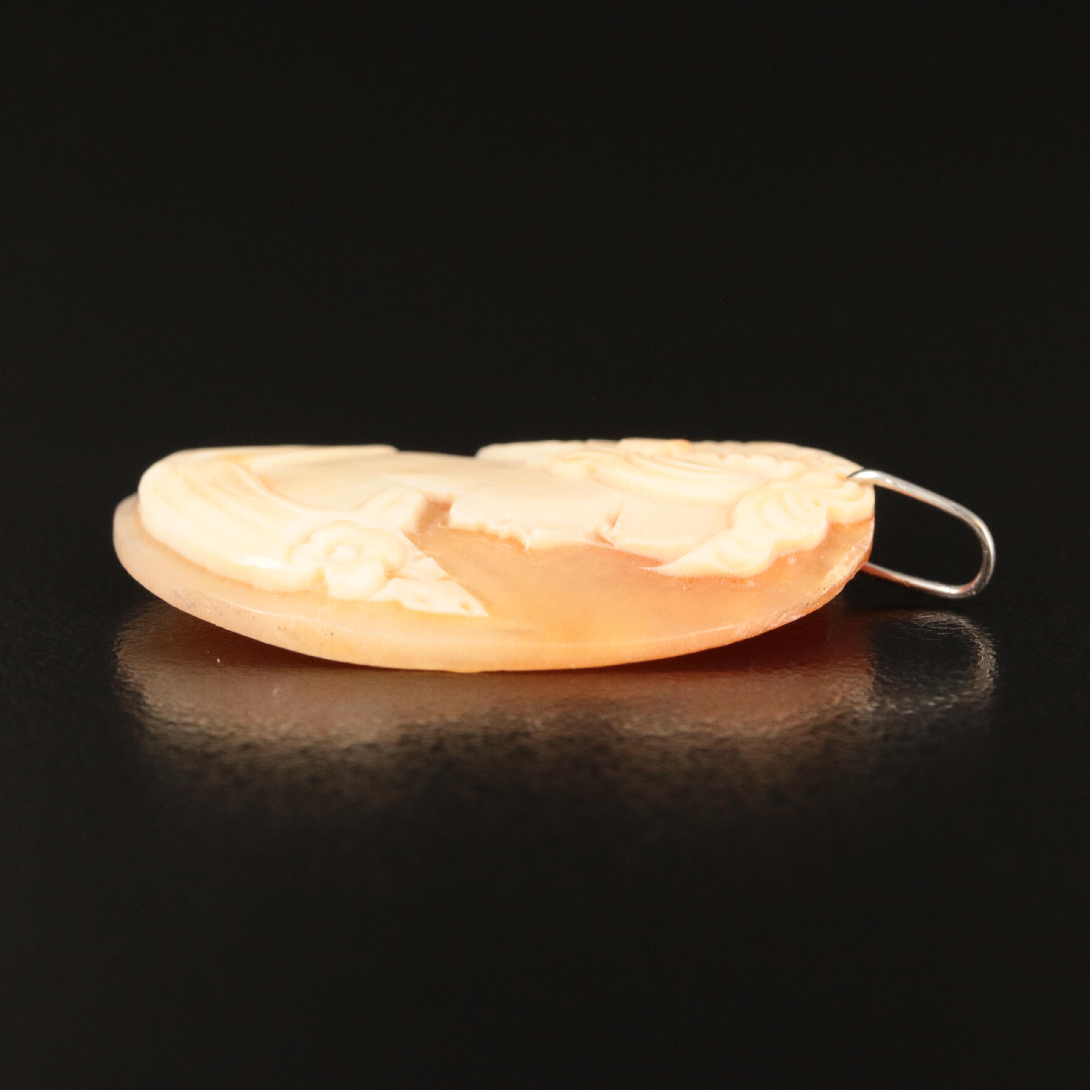 Shell Cameo Pendant with Platinum Bail