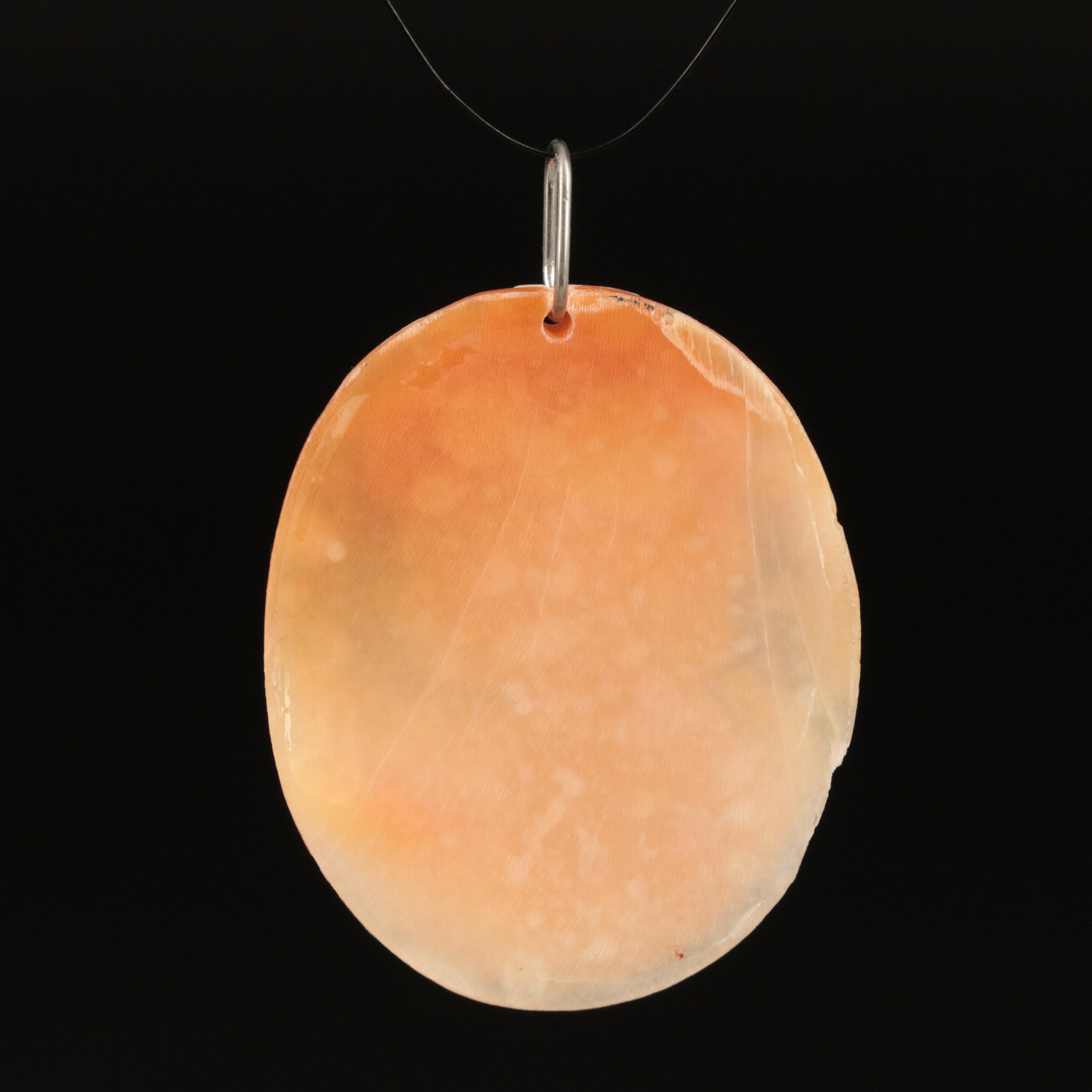 Shell Cameo Pendant with Platinum Bail