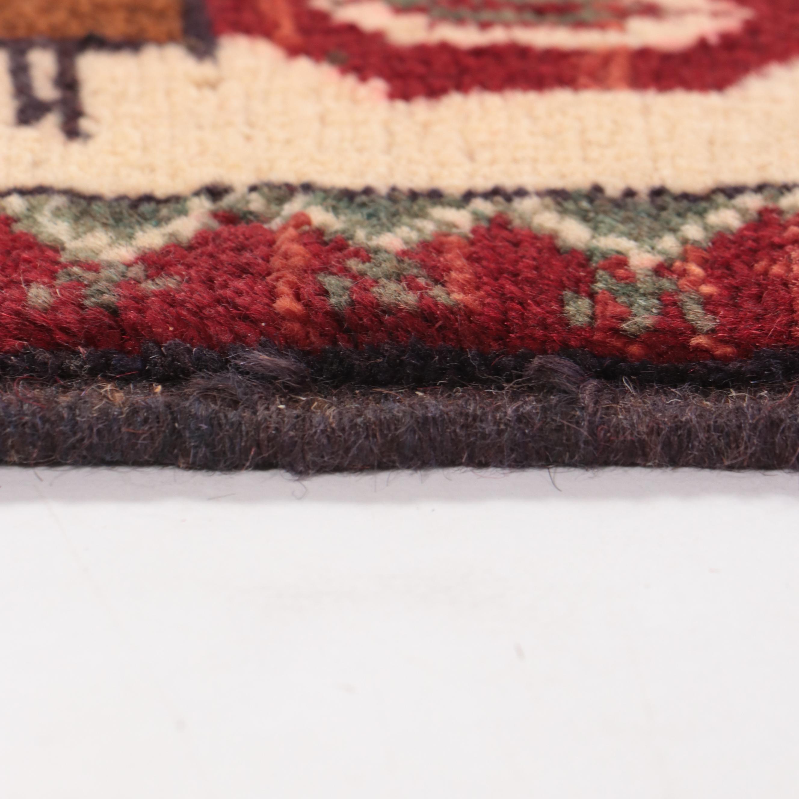 2' x 2'9 Hand-Knotted Afghan Pictorial War Rug