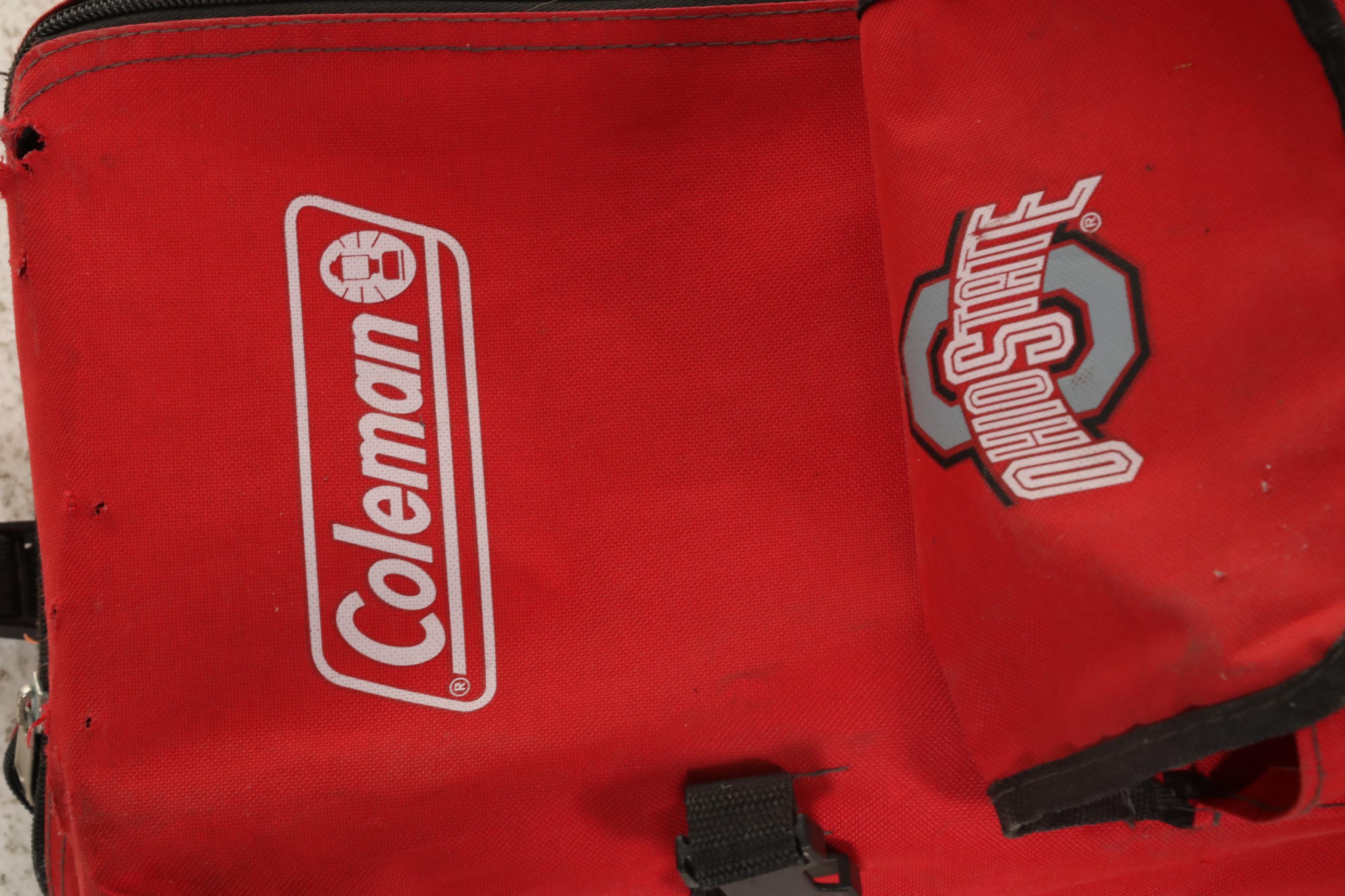 Coleman 10' Canopy With OSU Logo and Other Camping Gear