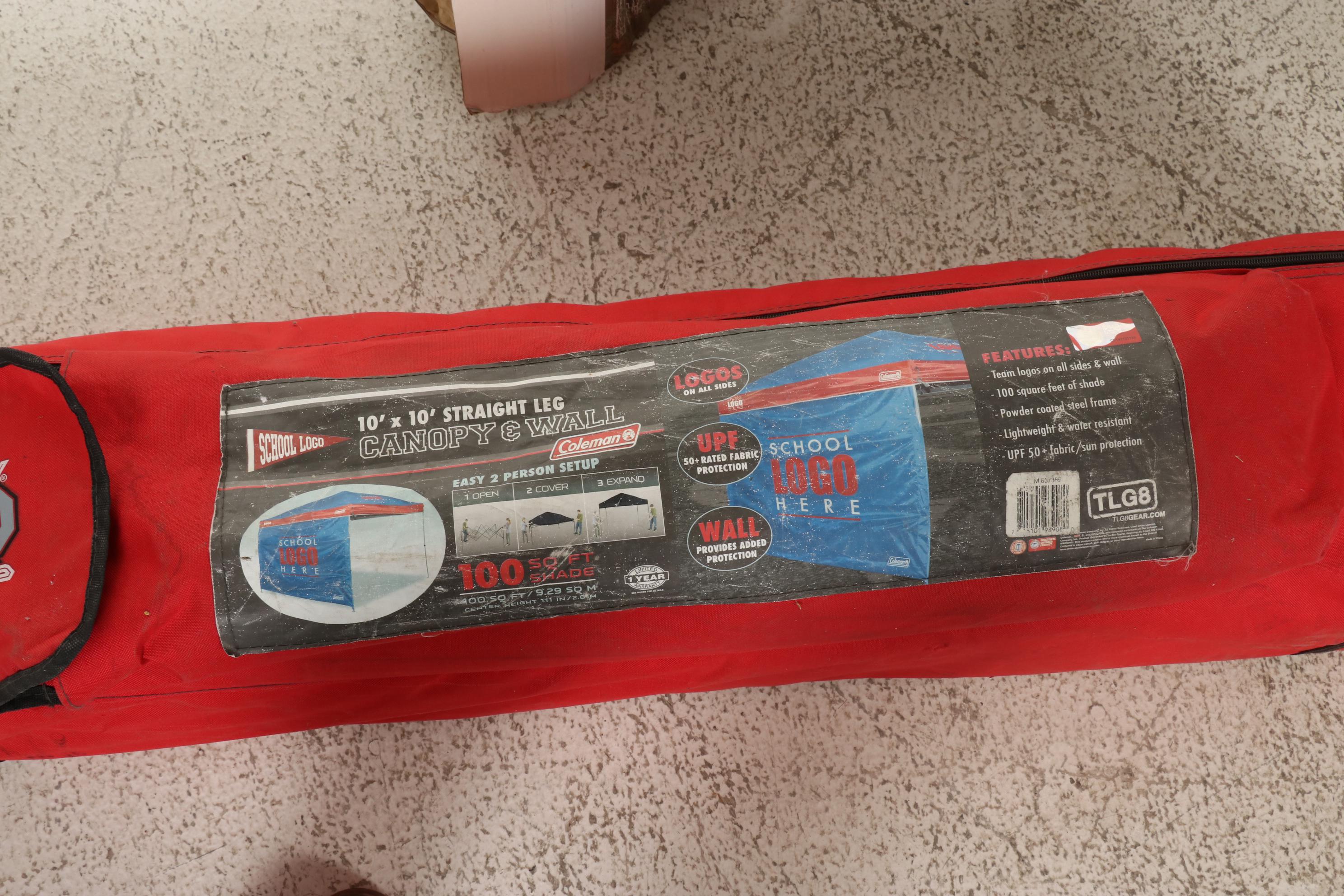 Coleman 10' Canopy With OSU Logo and Other Camping Gear
