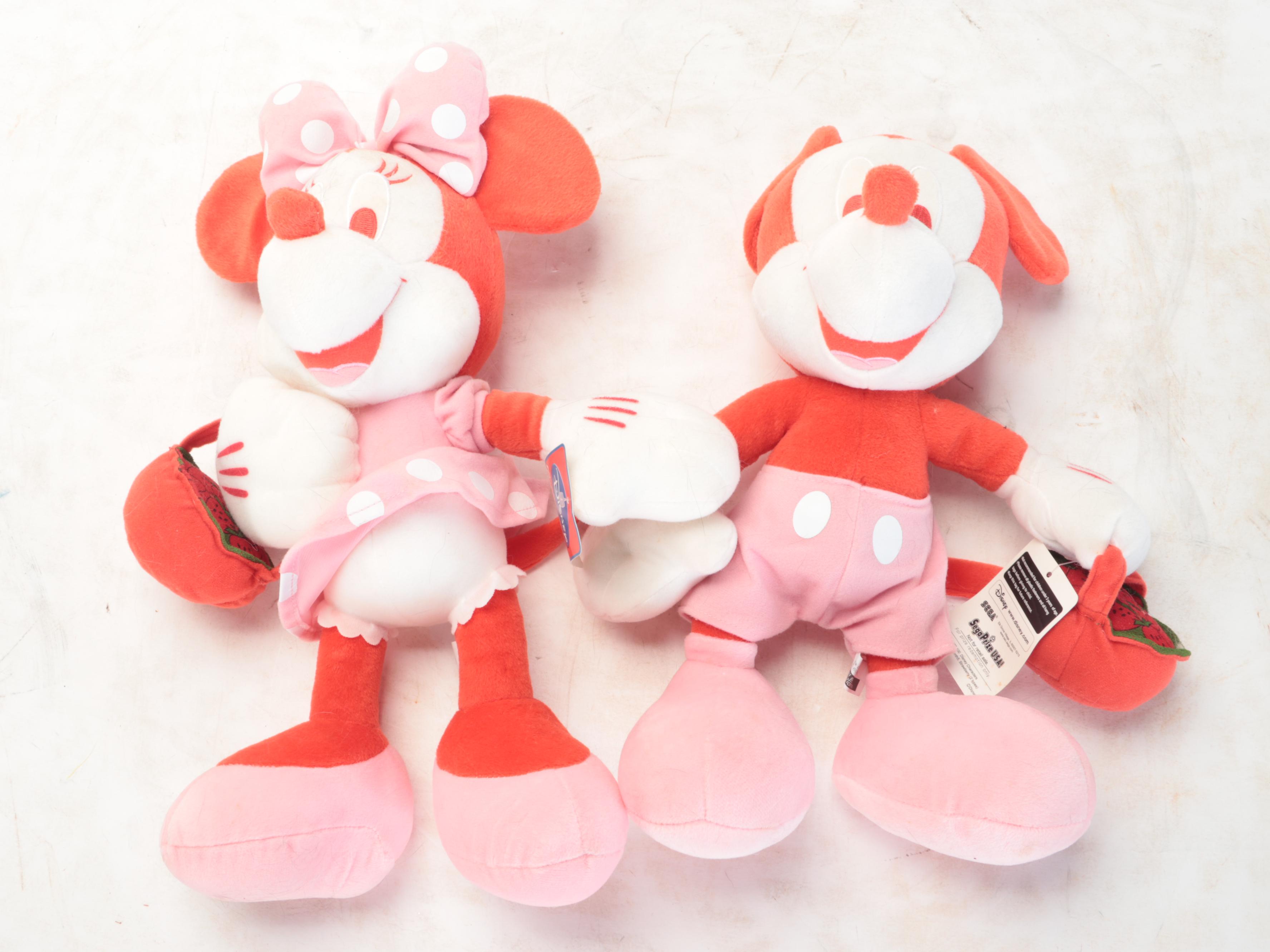 Walt Disney Stuffed Animals Featuring Minnie Mouse and Mickey Mouse