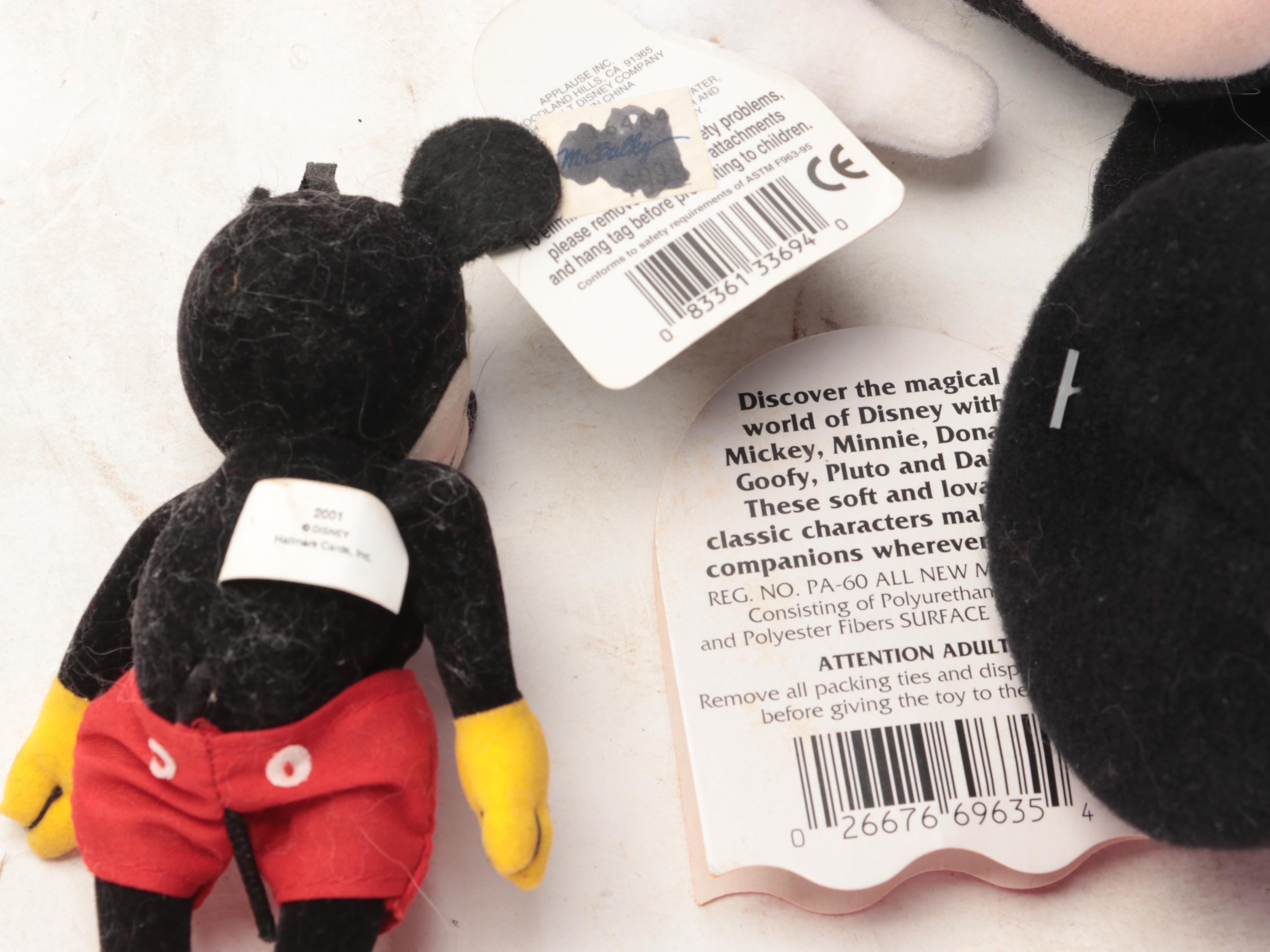 Walt Disney Stuffed Animals Featuring Minnie Mouse and Mickey Mouse