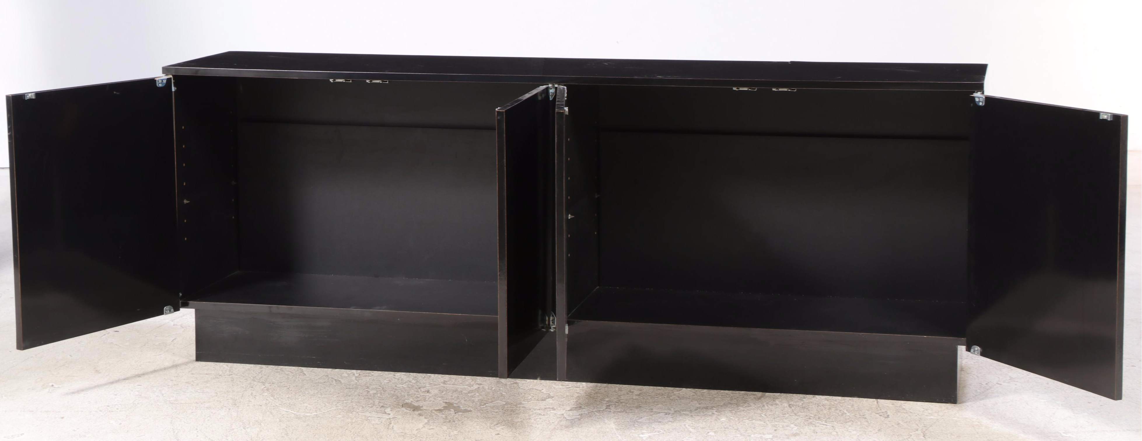 Post Modernist Black Laminate Four-Door Credenza, Late 20th Century