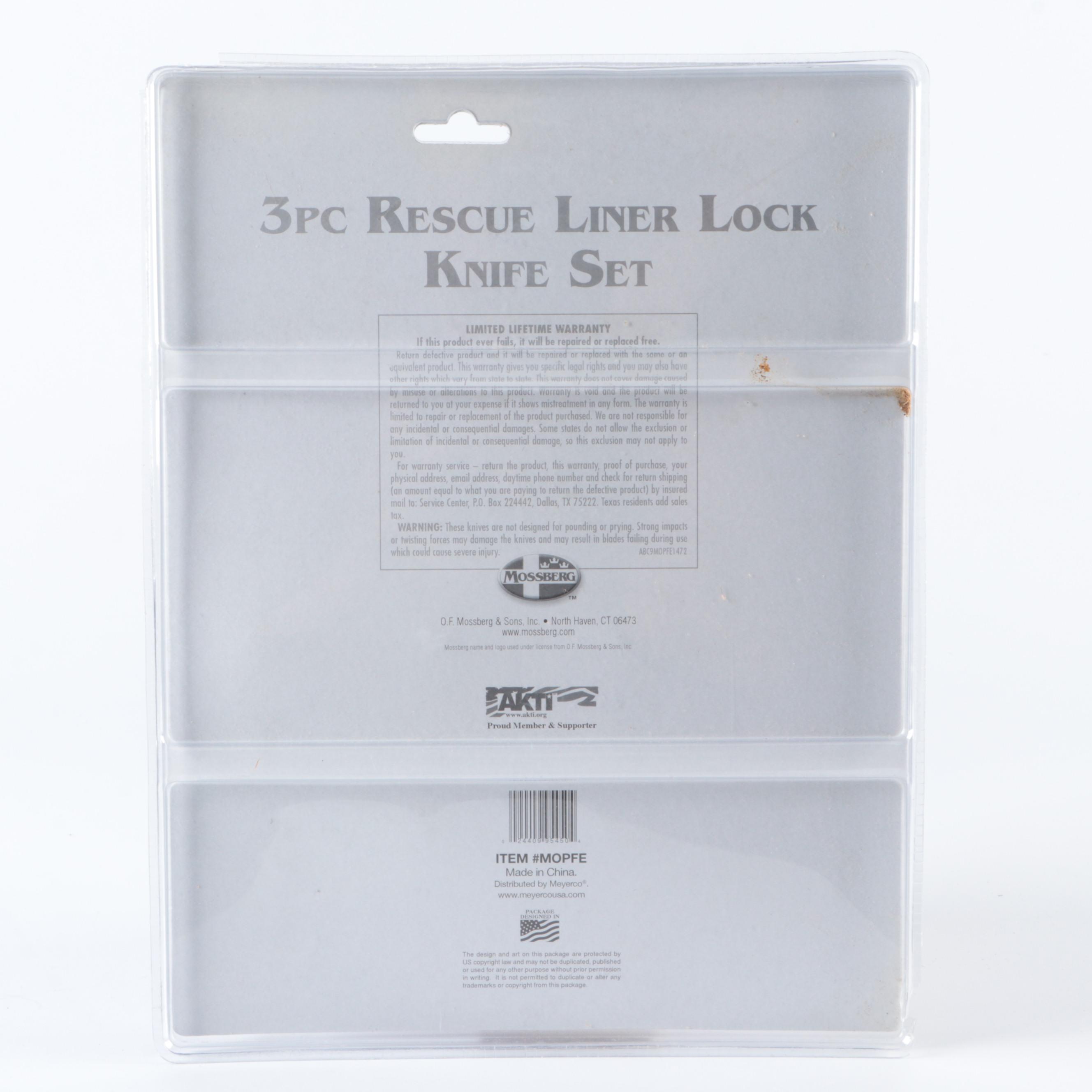 Mossberg 3pc Rescue Liner Knife Set with Columbia River Pocket Knife