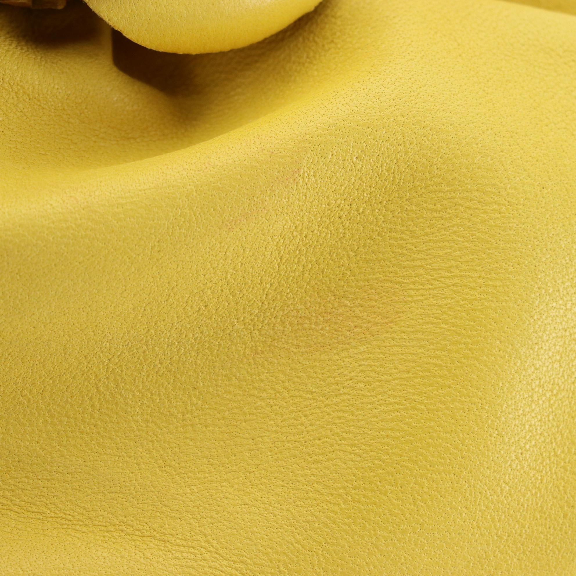 Chanel Camellia Small Clutch Bag in Yellow Lambskin Leather