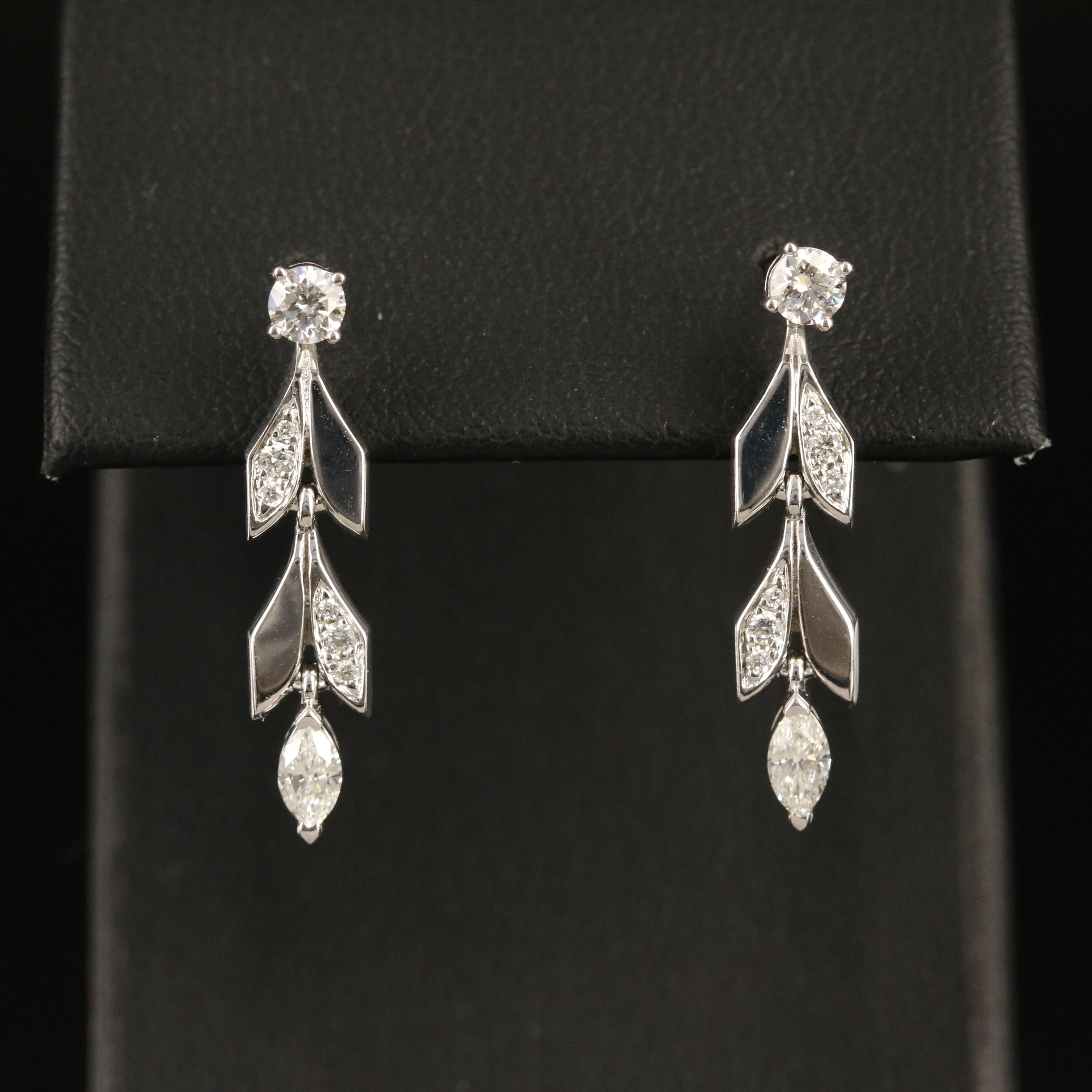 Tiffany & Co. 18K 0.58 CTW Diamond Stud Earrings with Foliate Enhancers