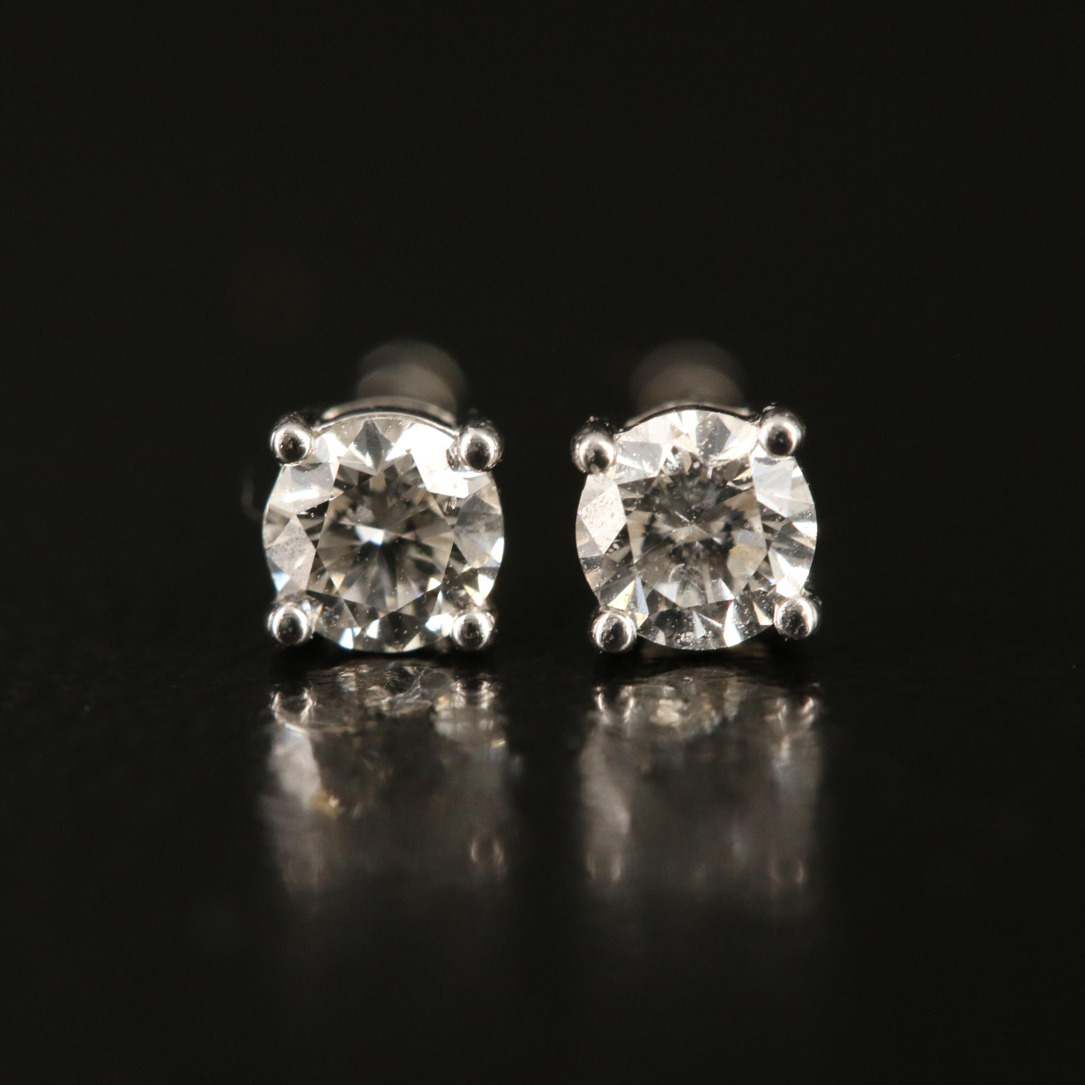 Tiffany & Co. 18K 0.58 CTW Diamond Stud Earrings with Foliate Enhancers