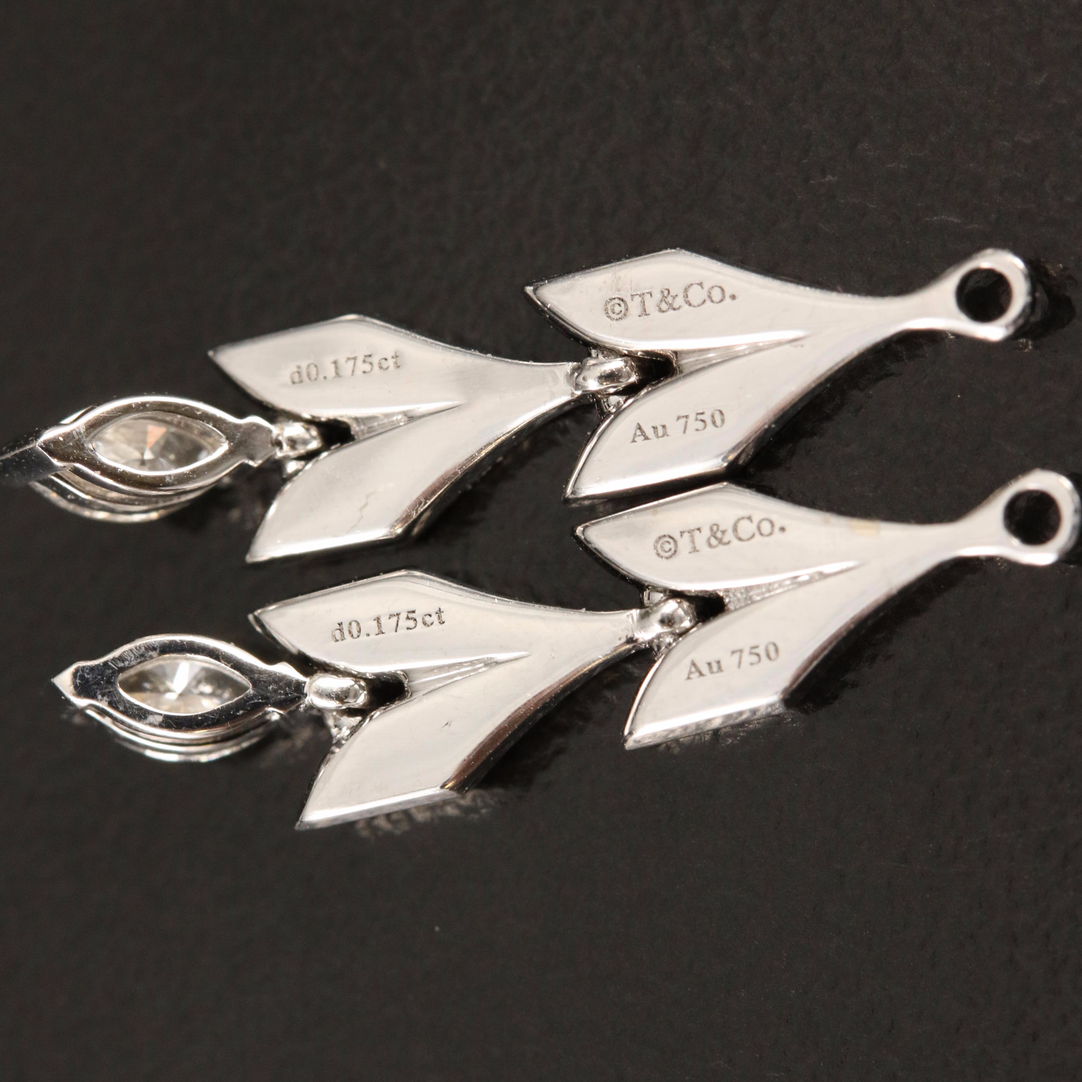 Tiffany & Co. 18K 0.58 CTW Diamond Stud Earrings with Foliate Enhancers