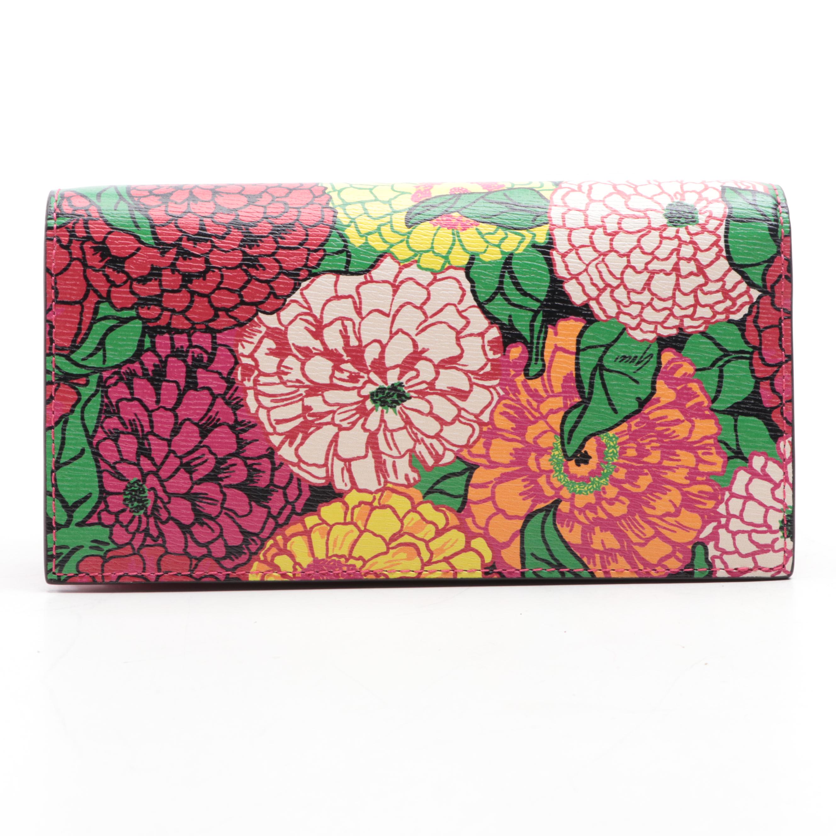 Gucci x Ken Scott Horsebit Wallet on Chain in Floral Textured Leather