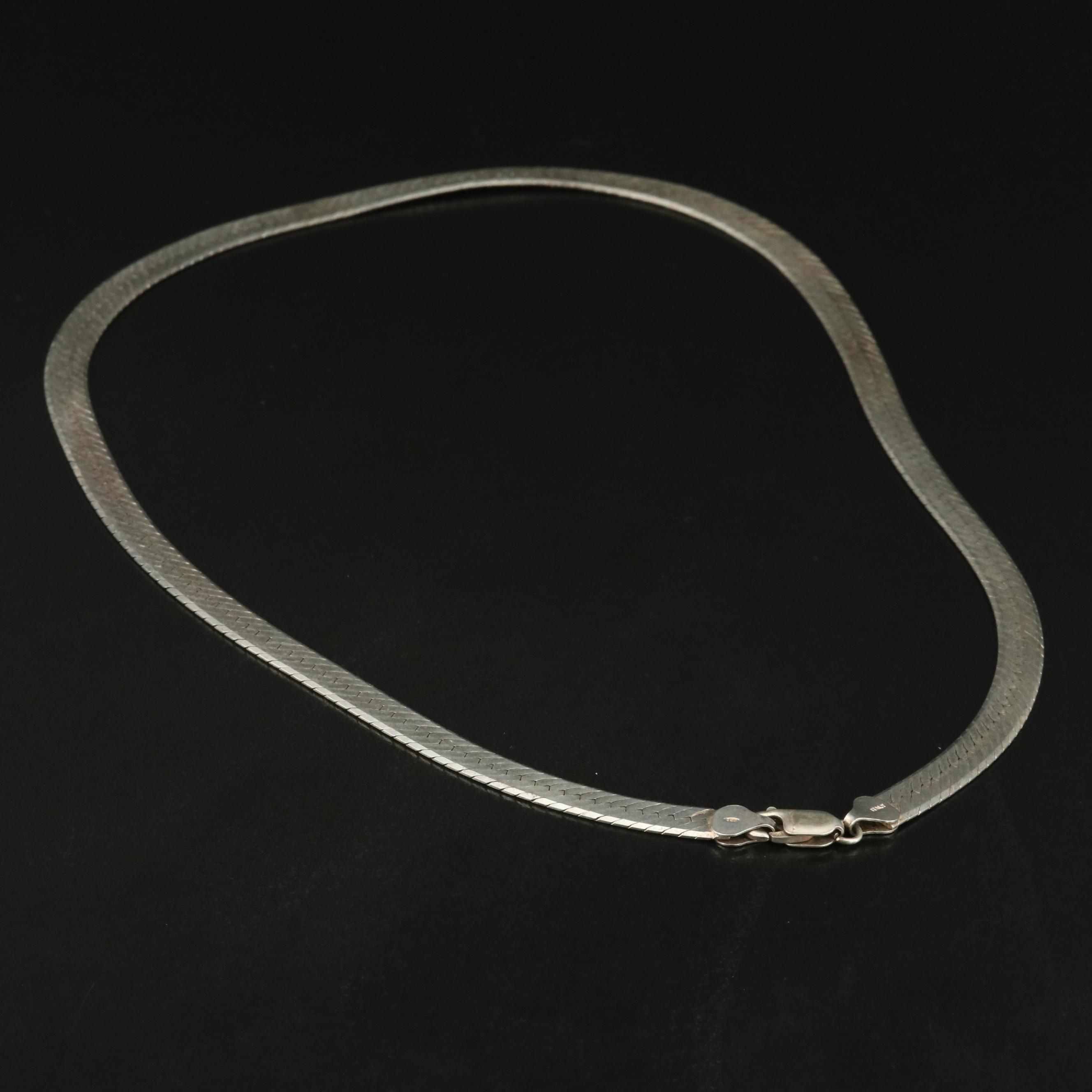 Italian Sterling Herringbone Necklace
