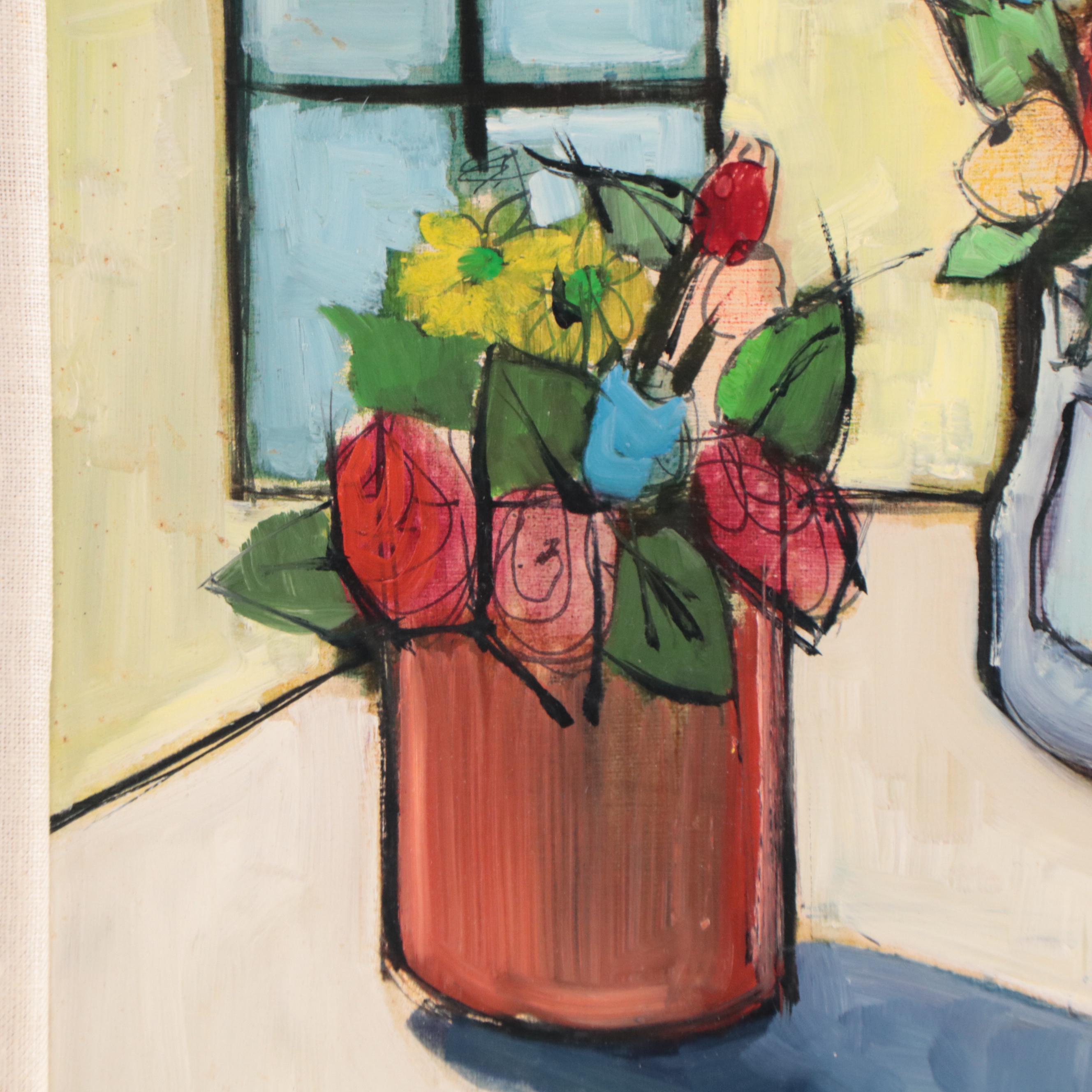 Floral Still Life Oil Painting, Late 20th Century