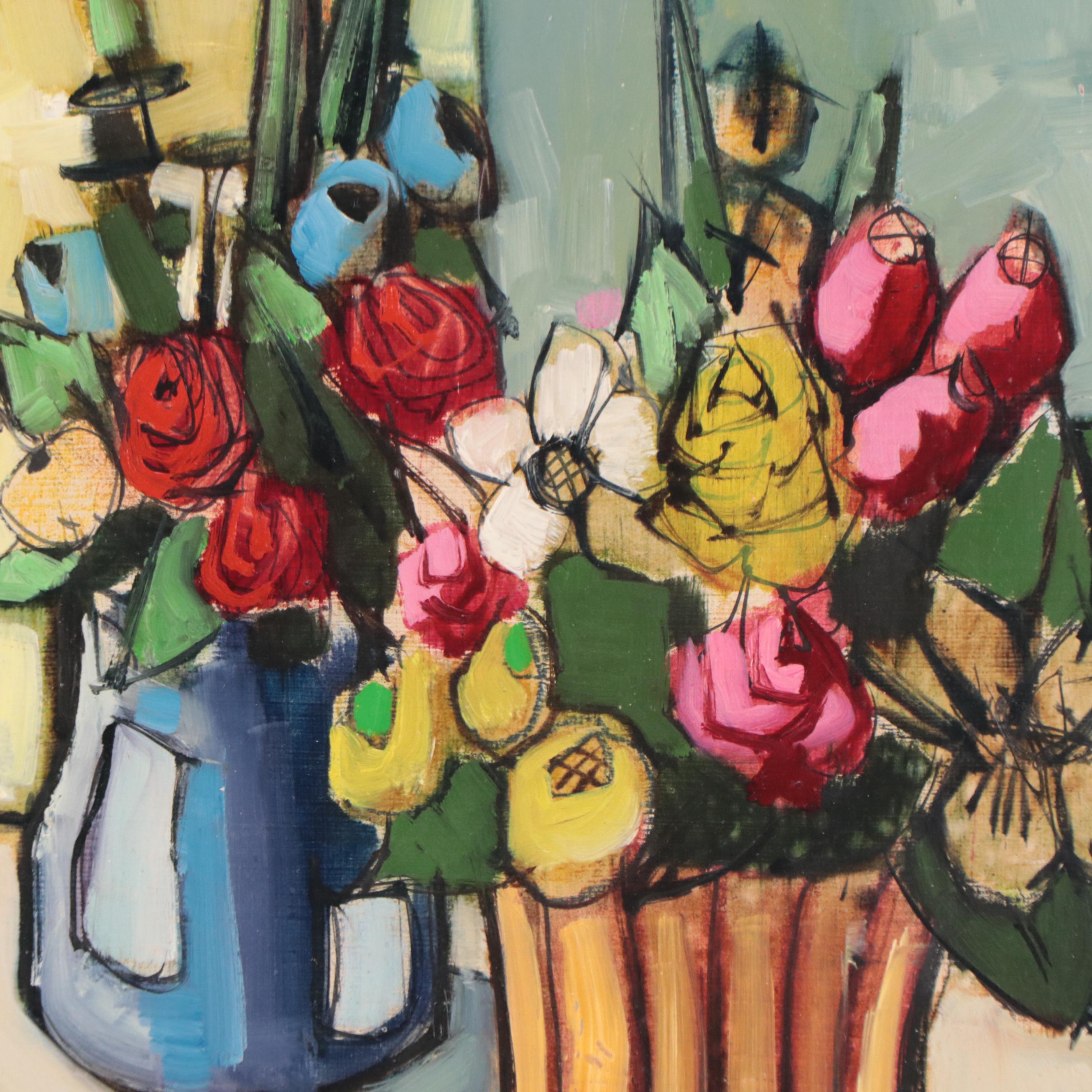 Floral Still Life Oil Painting, Late 20th Century