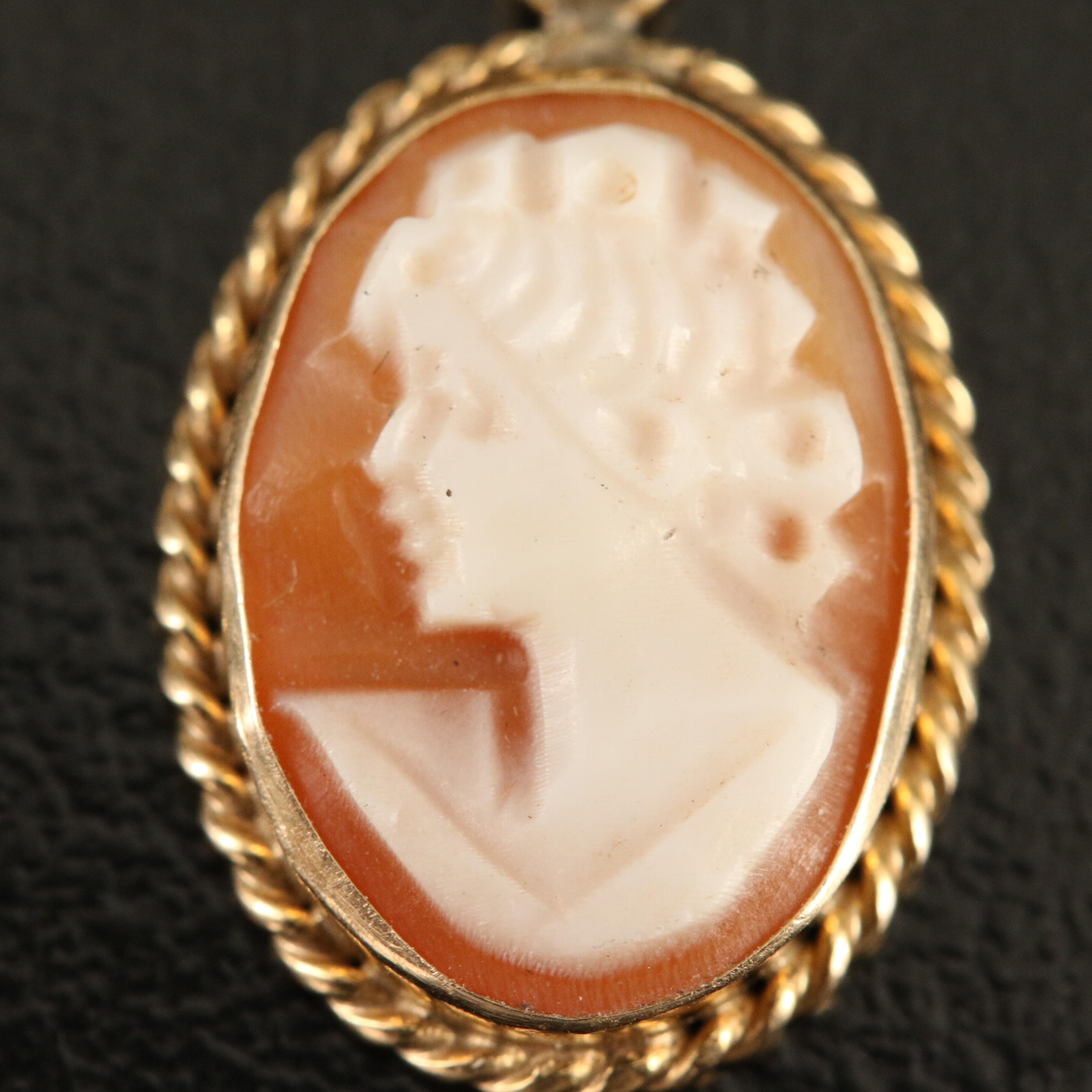 14K Shell Cameo Earrings