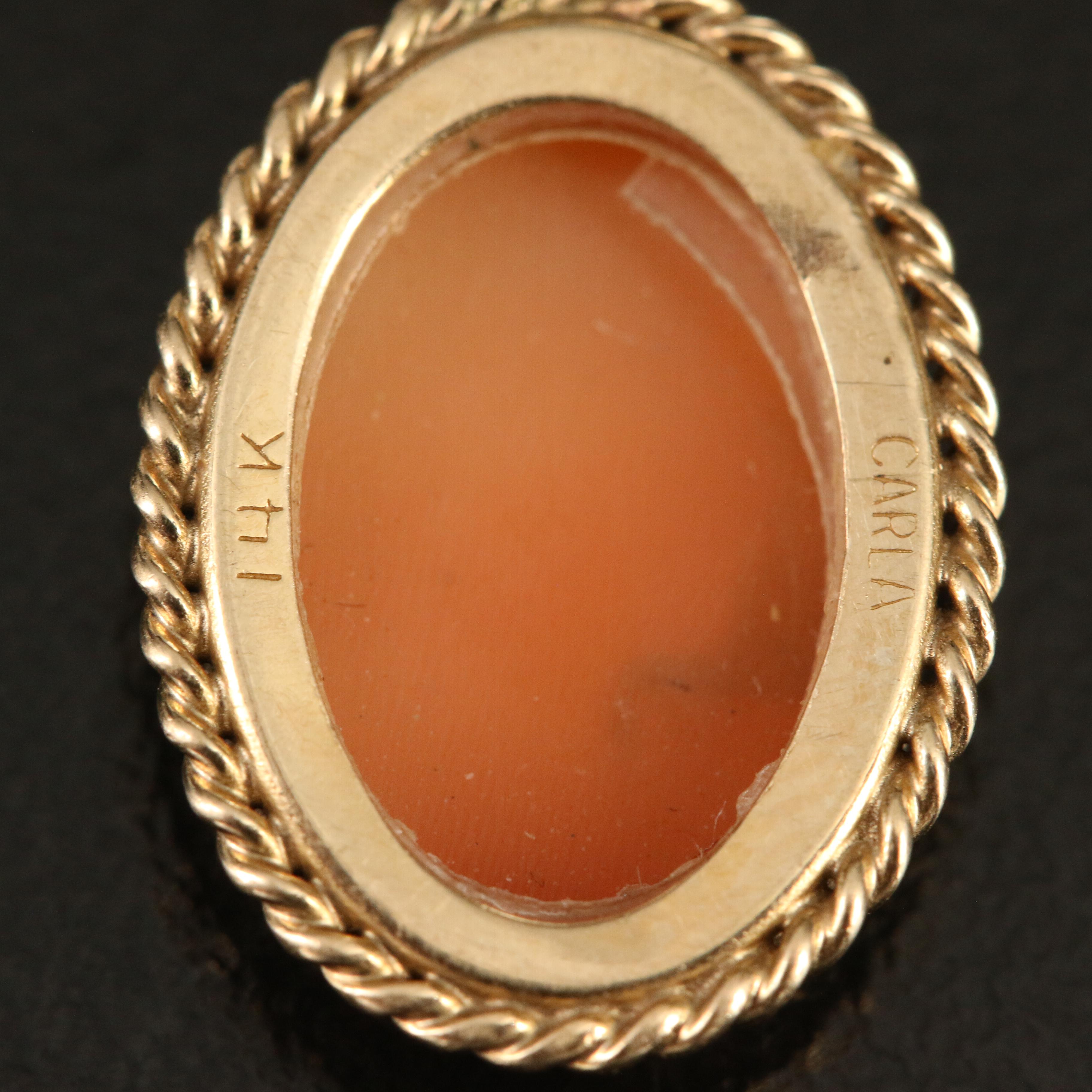 14K Shell Cameo Earrings