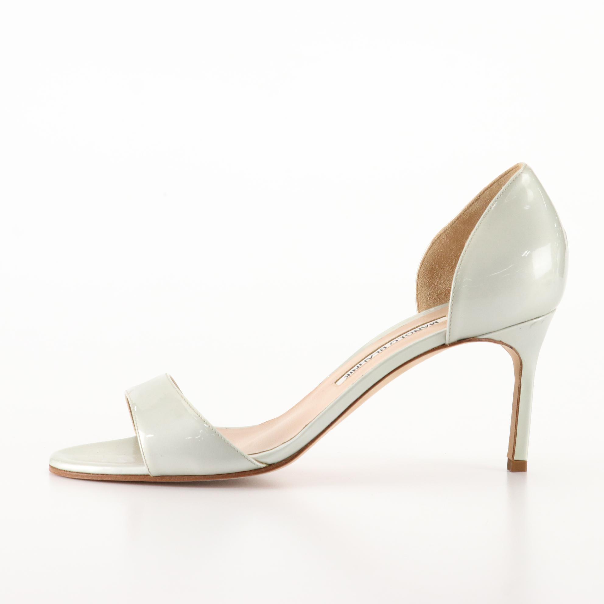 Manolo Blahnik Patent Leather Open Toe d'Orsay Heels