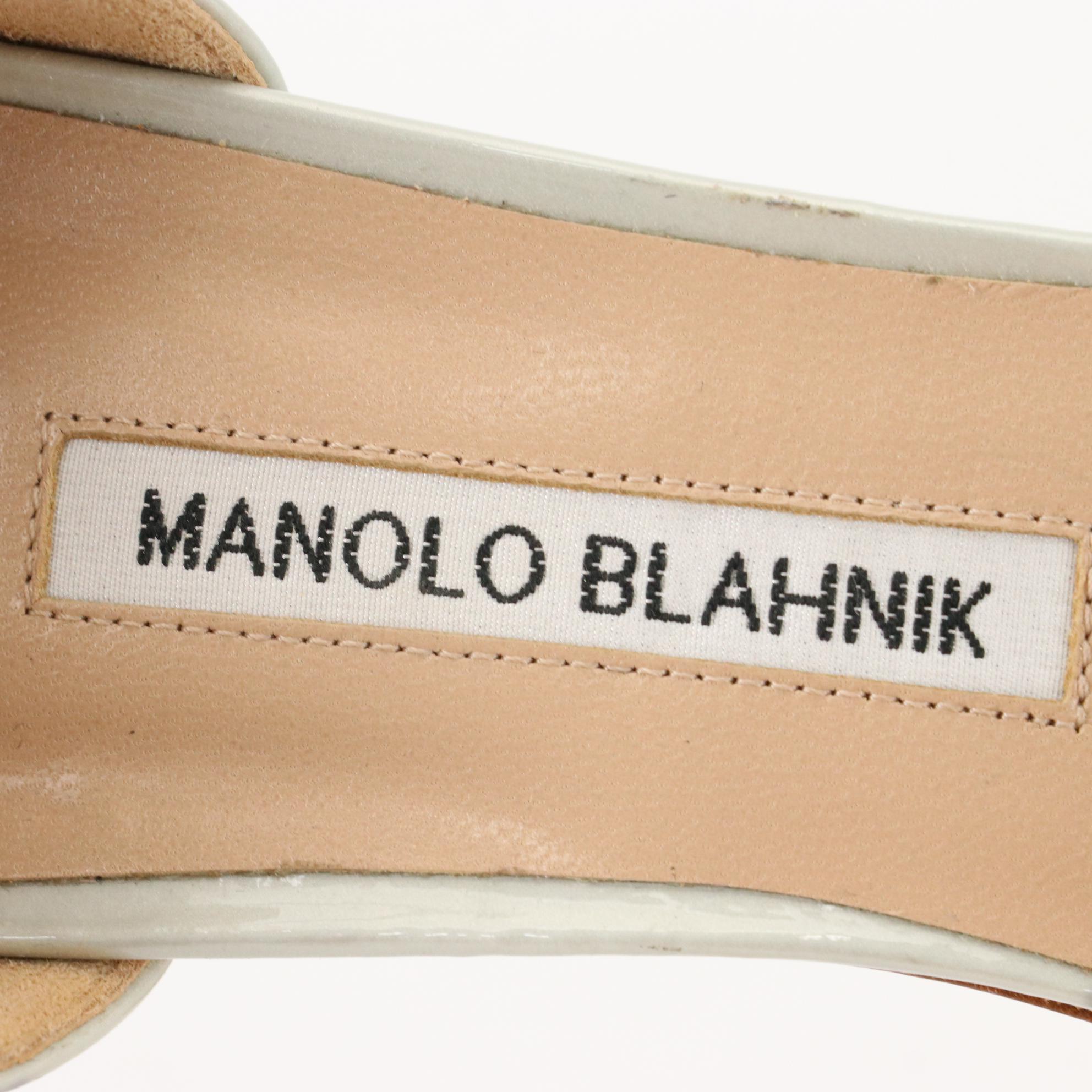 Manolo Blahnik Patent Leather Open Toe d'Orsay Heels