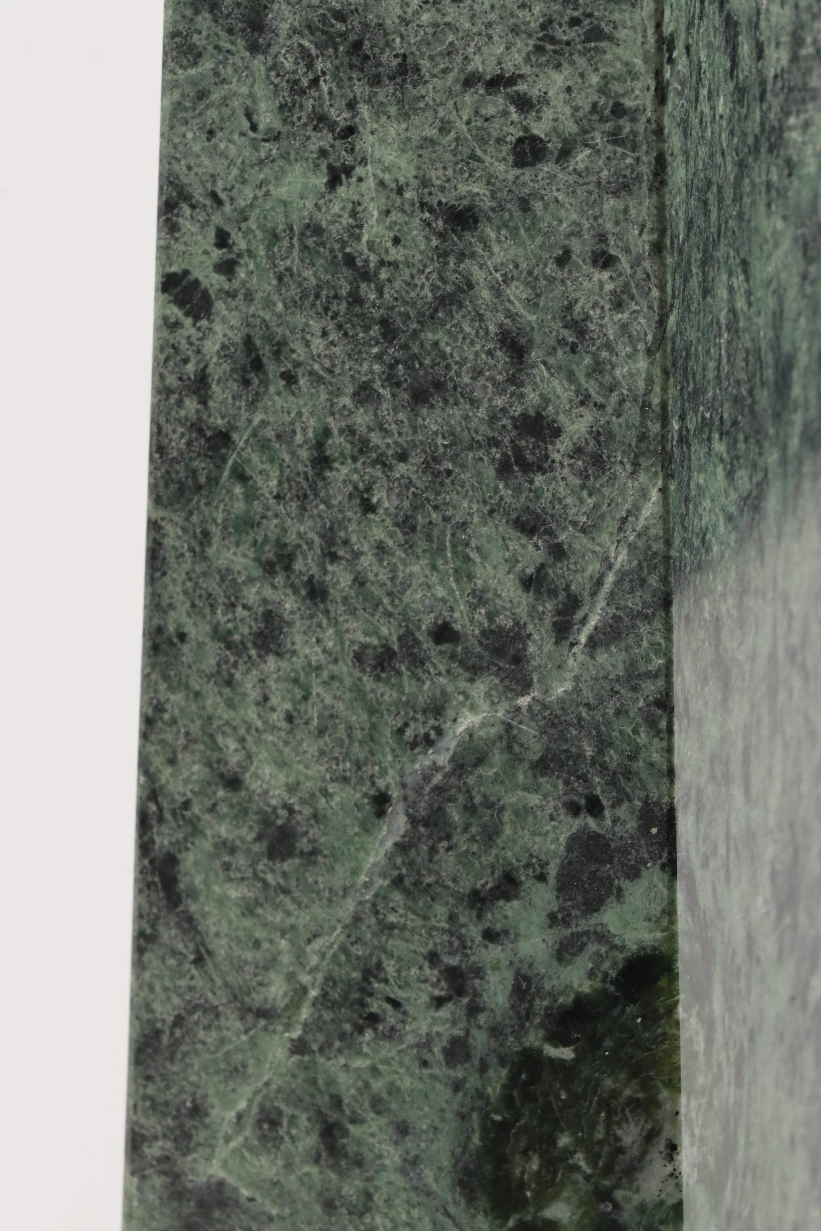 Grand Tour Style Green Marble and Brass Obelisks