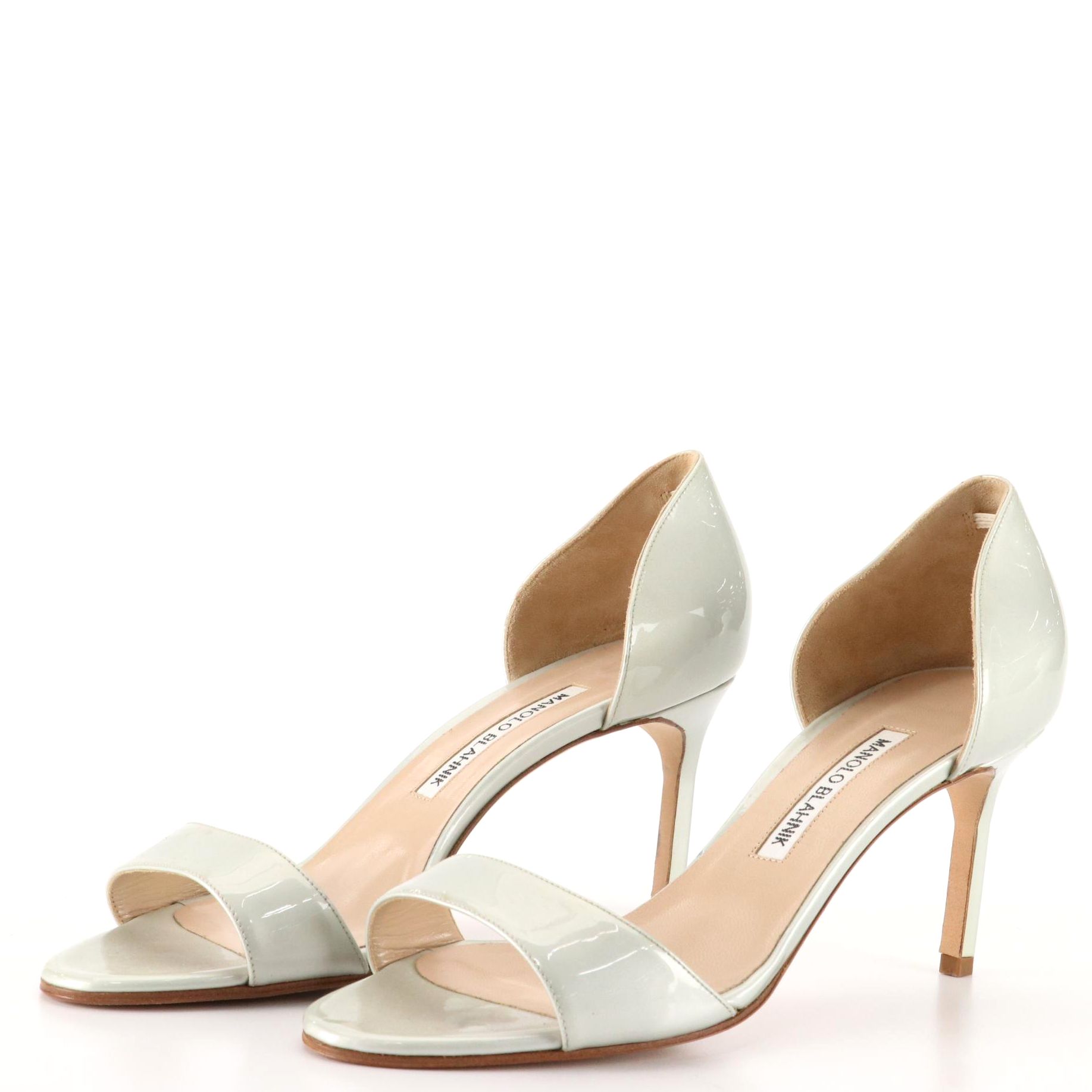 Manolo Blahnik Patent Leather Open Toe d'Orsay Heels