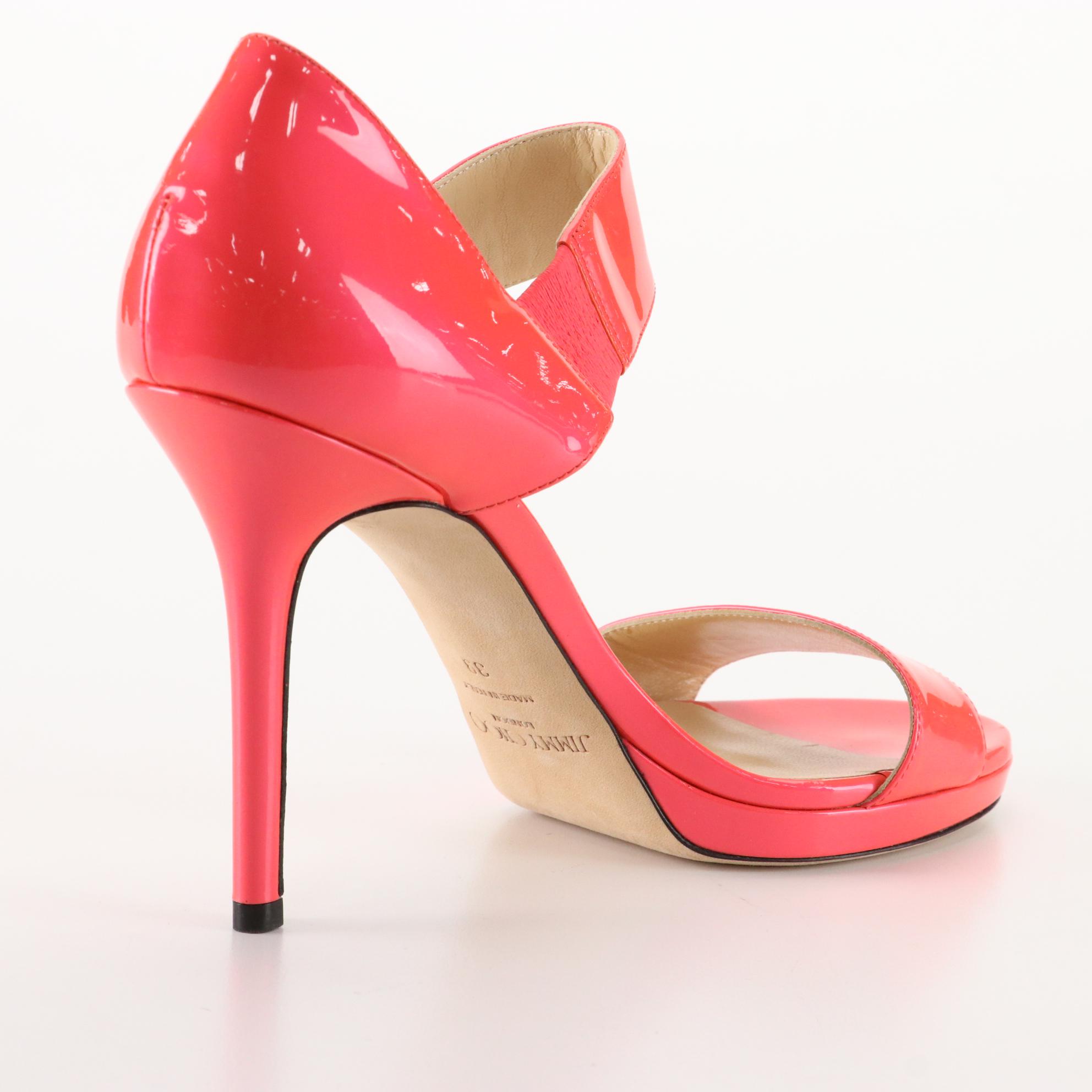 Jimmy Choo Patent Leather Open Toe High Heeled Sandals