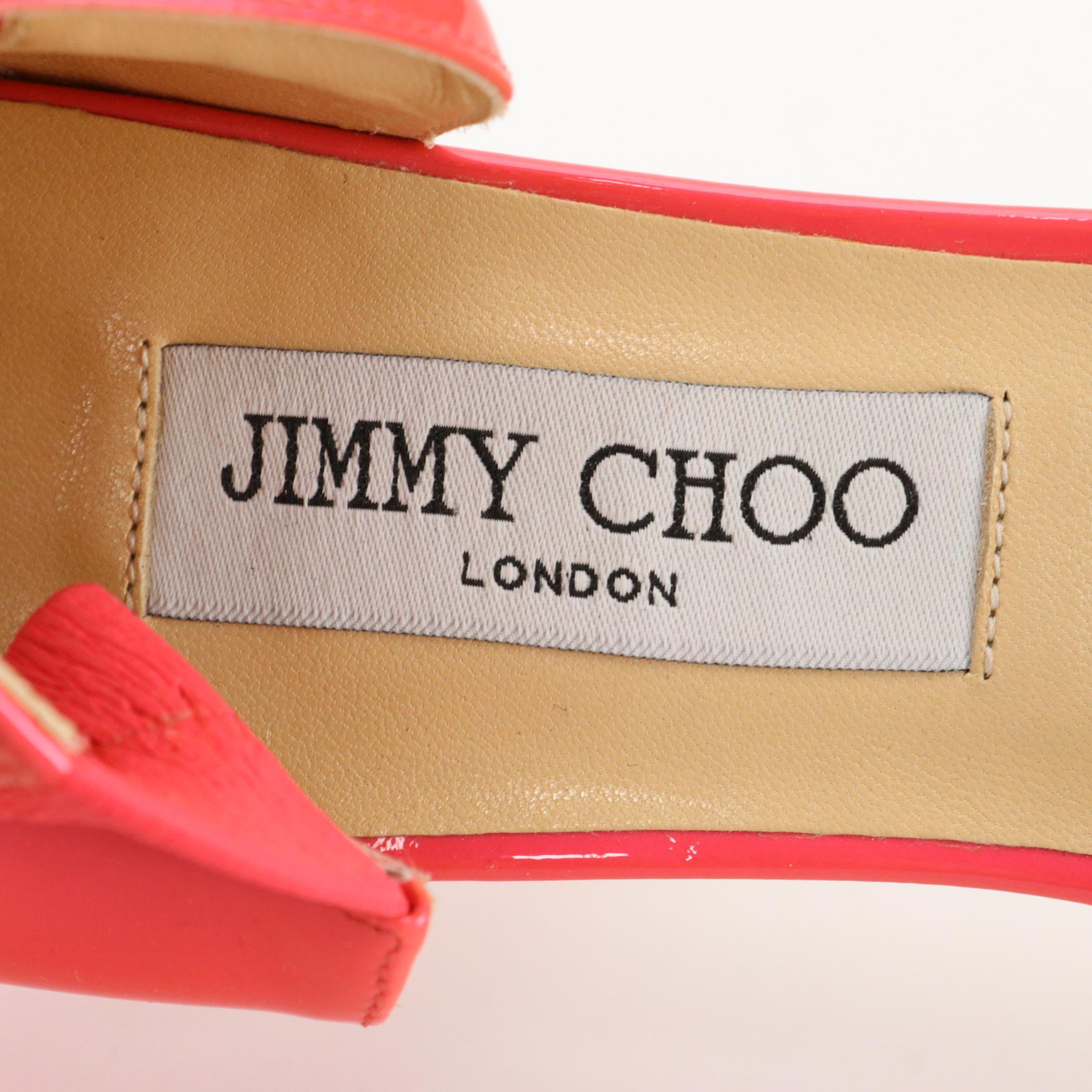 Jimmy Choo Patent Leather Open Toe High Heeled Sandals