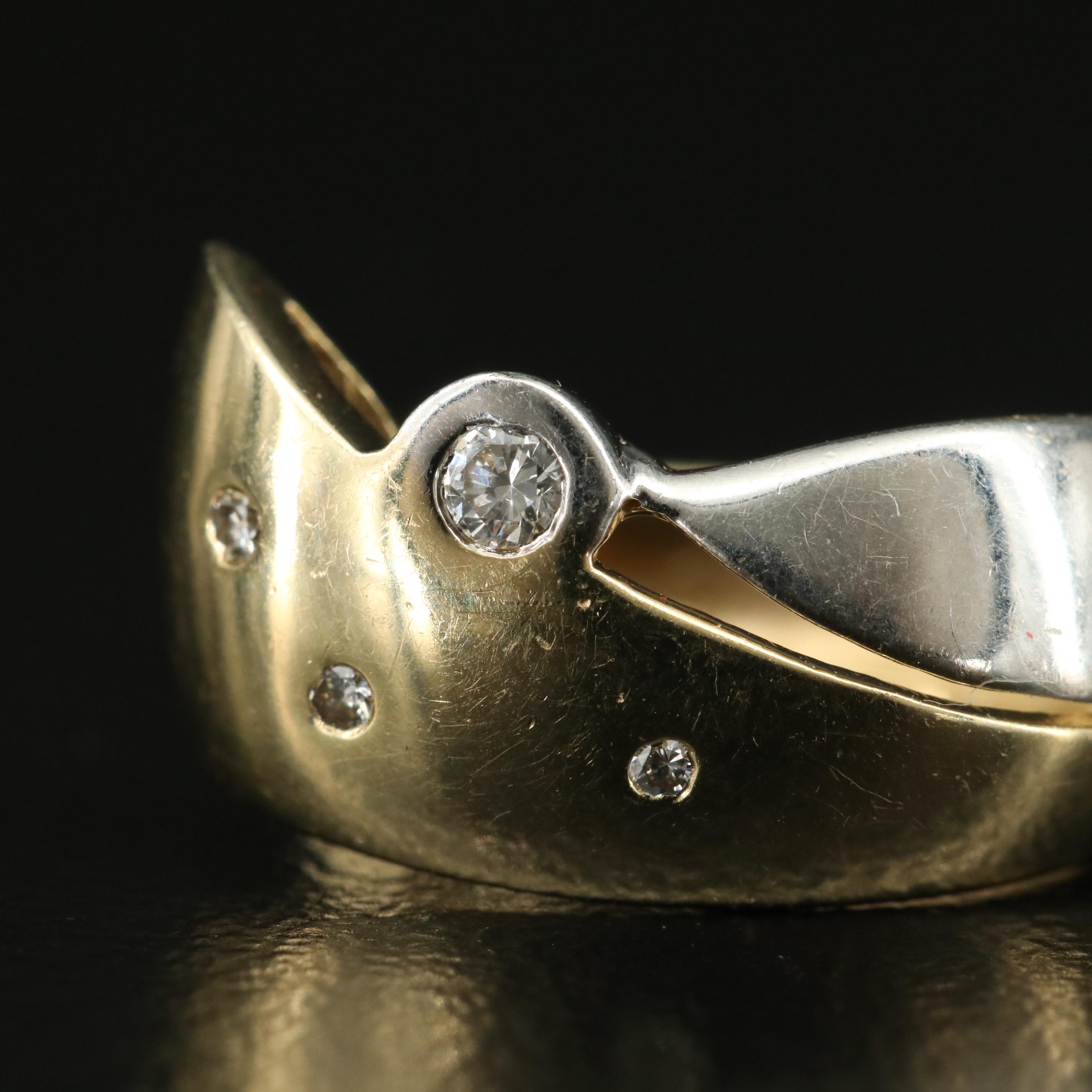 14K Two-Tone 0.10 CTW Diamond Huggie Earrings